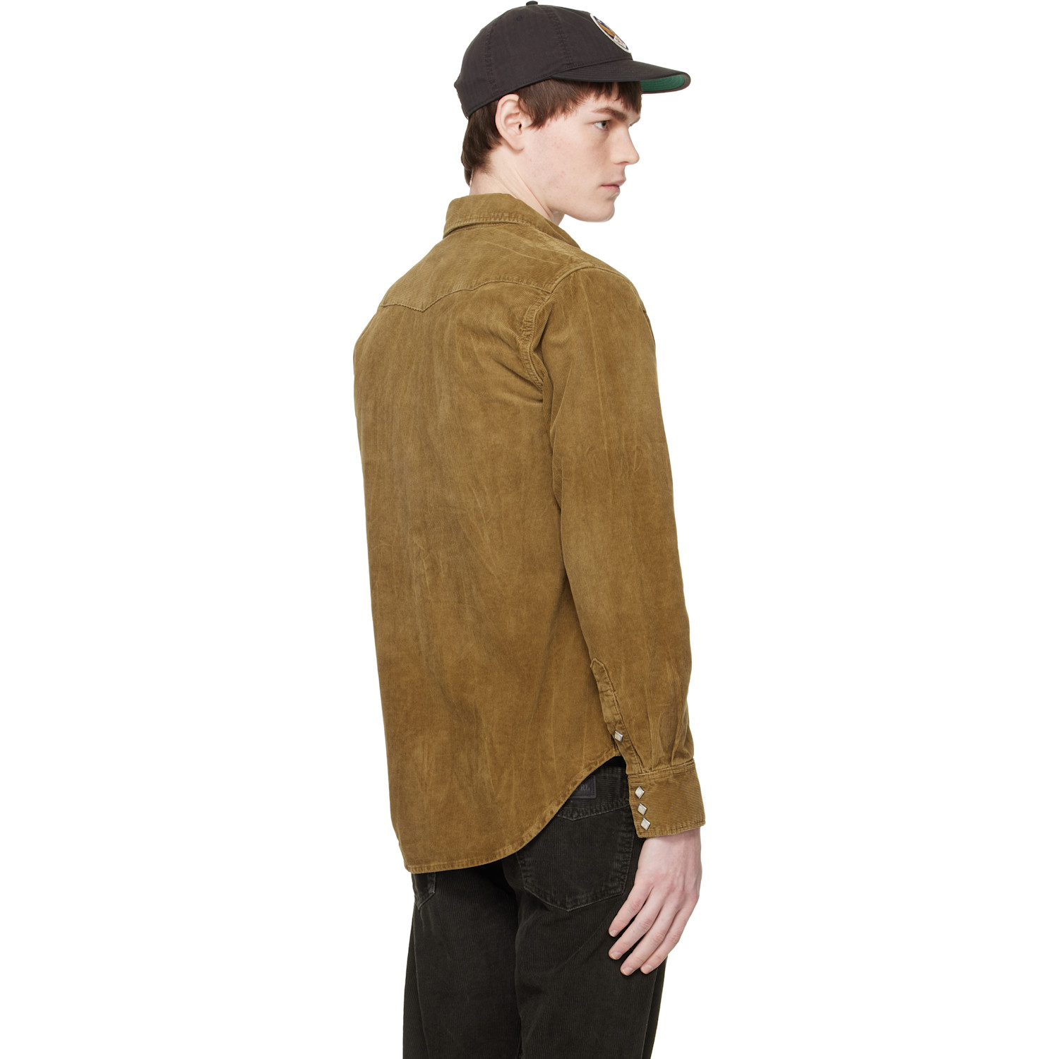  Rrl Tan Slim Fit Corduroy Western Shirt 