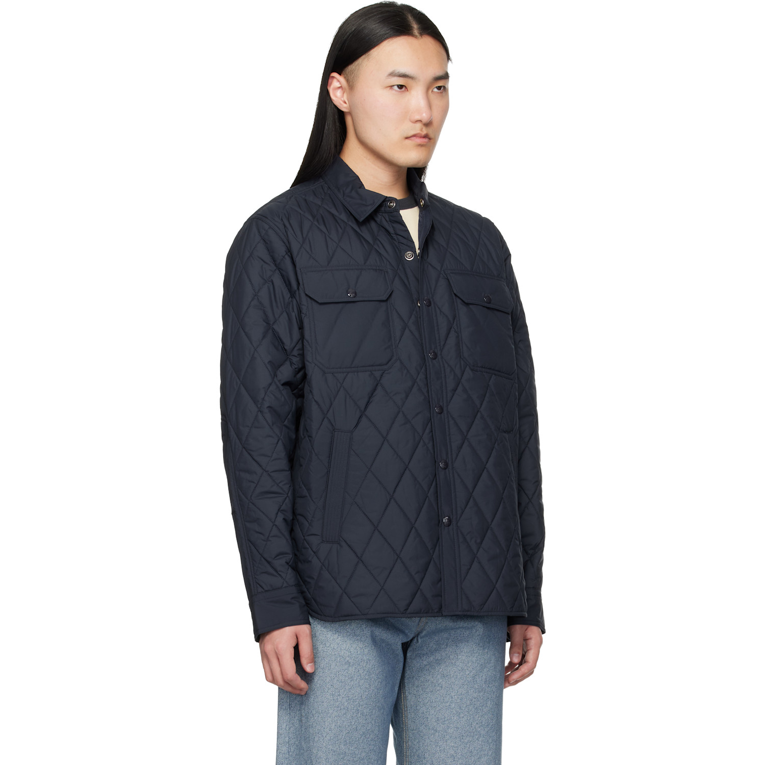  Rrl Navy Quilted Overshirt 