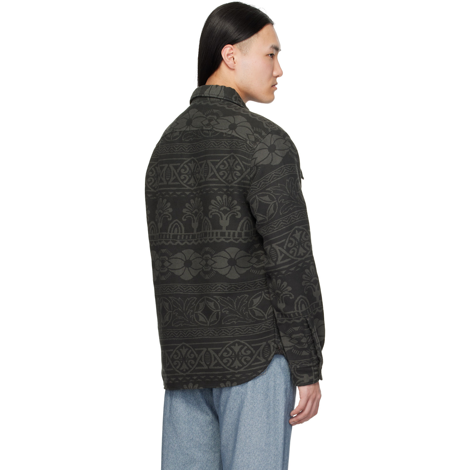  Rrl Gray Jacquard Work Shirt 