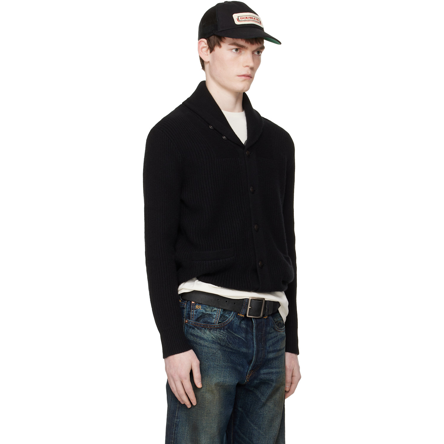  Rrl Black Cashmere Shawl-collar Cardigan 