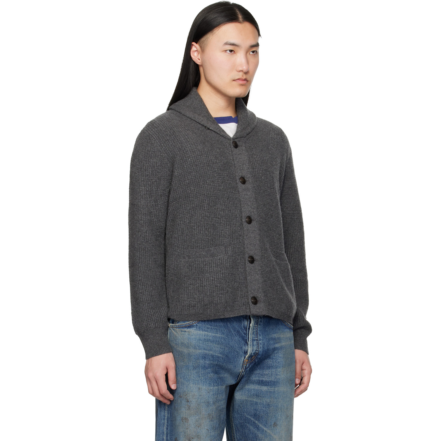  Rrl Gray Shawl Cardigan 
