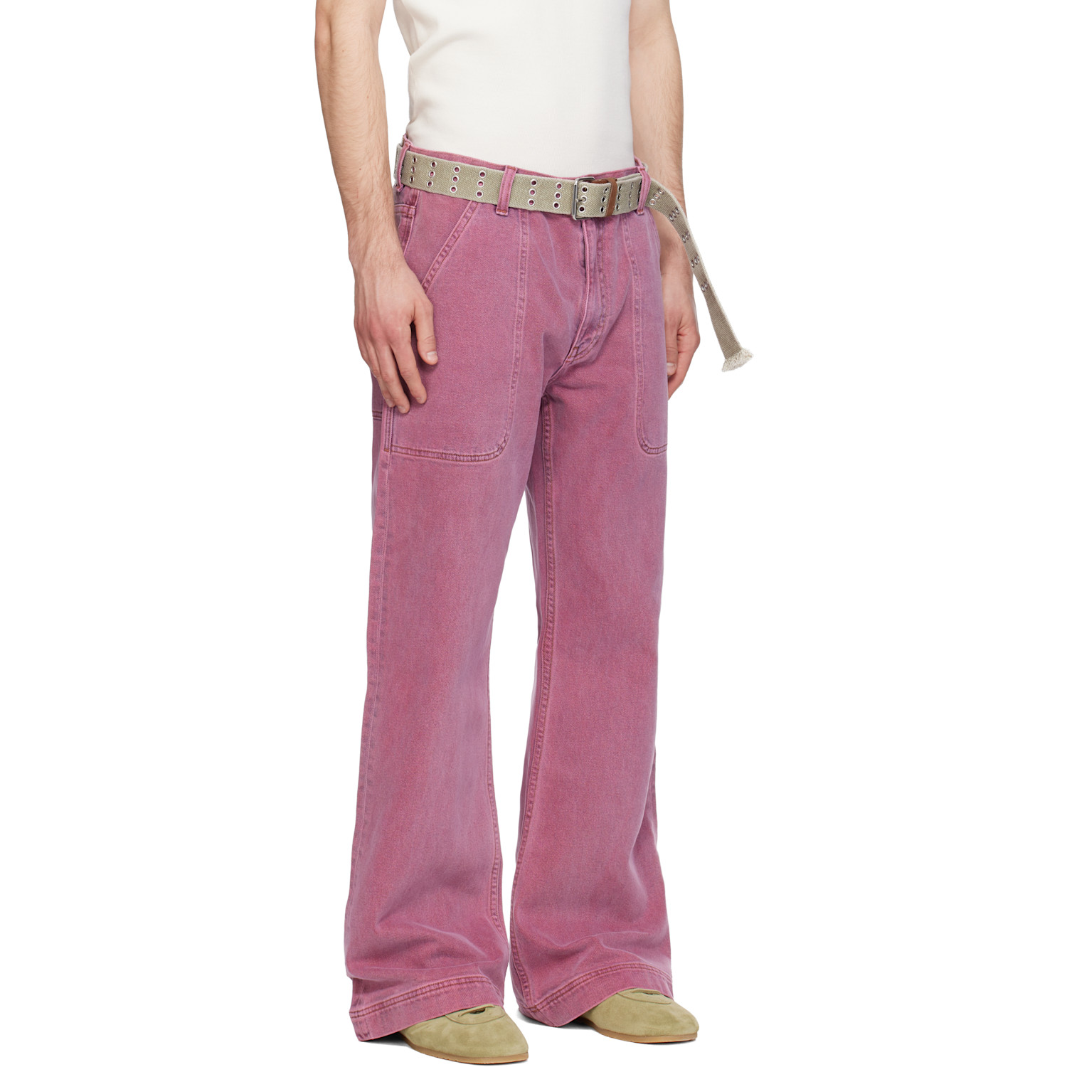  Sanderlak Pink Utility Flare Jeans 