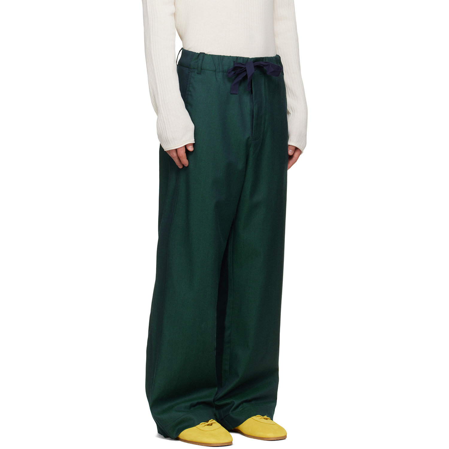  Sanderlak Green Tailored Drawstring Trousers 