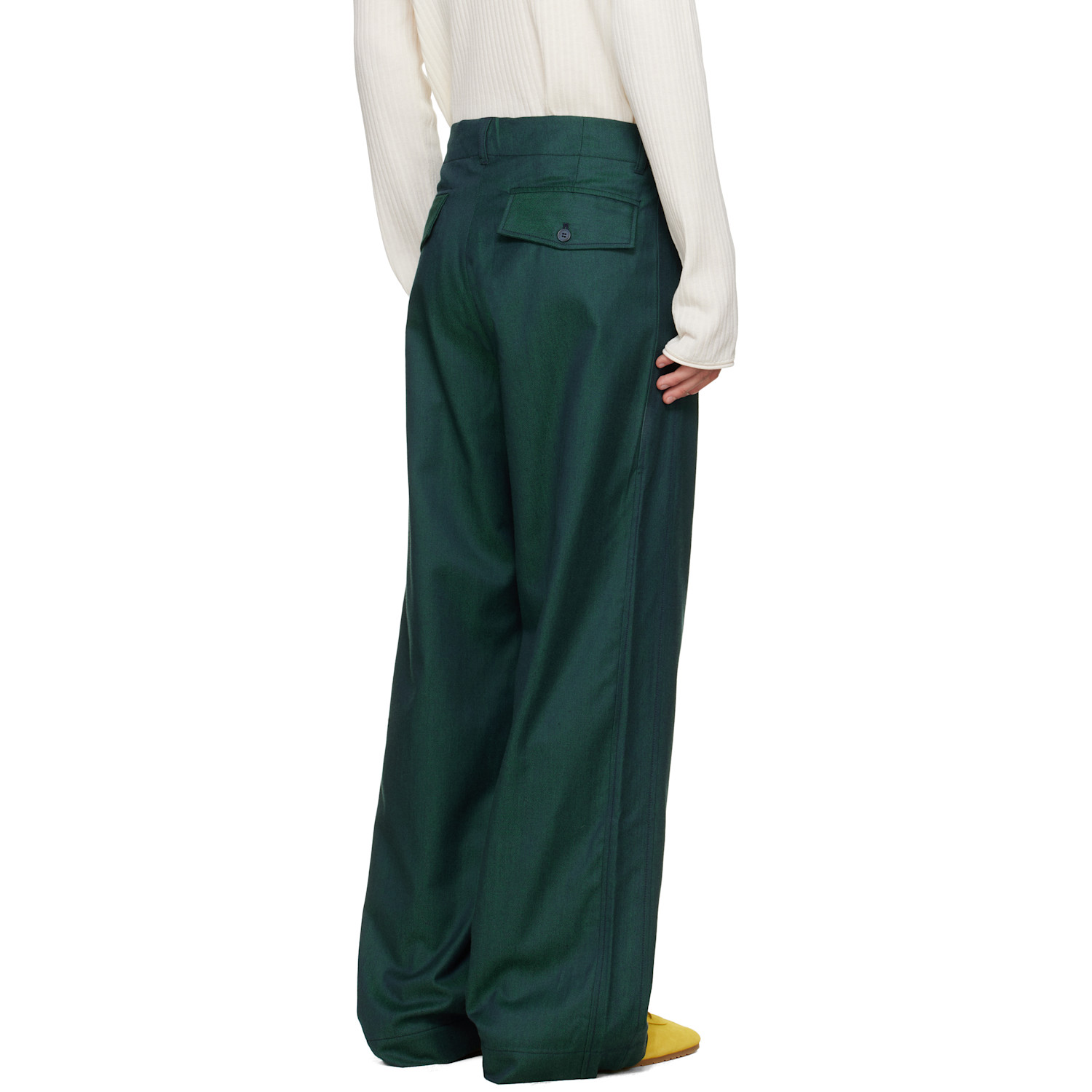  Sanderlak Green Tailored Drawstring Trousers 