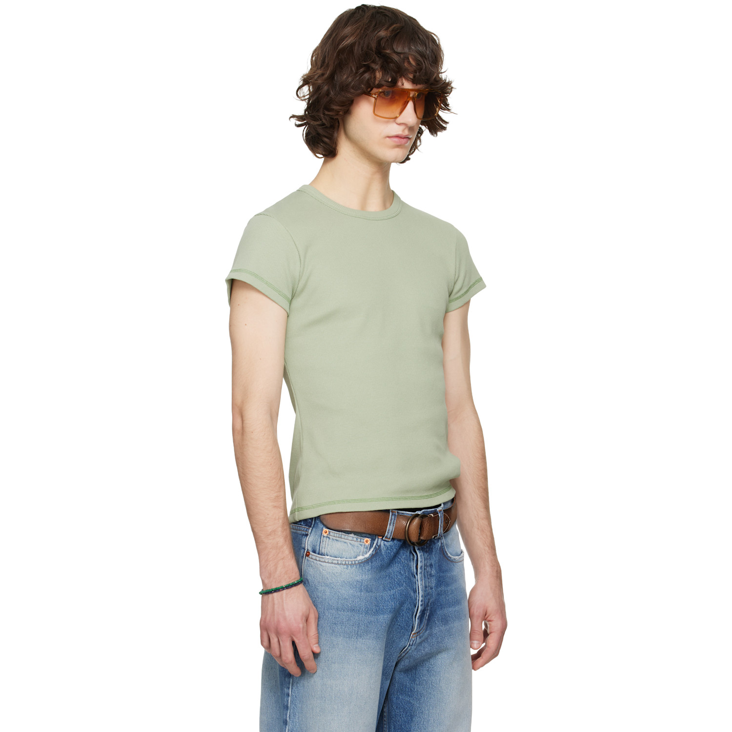  Sanderlak Green Skinny Rib T-shirt 