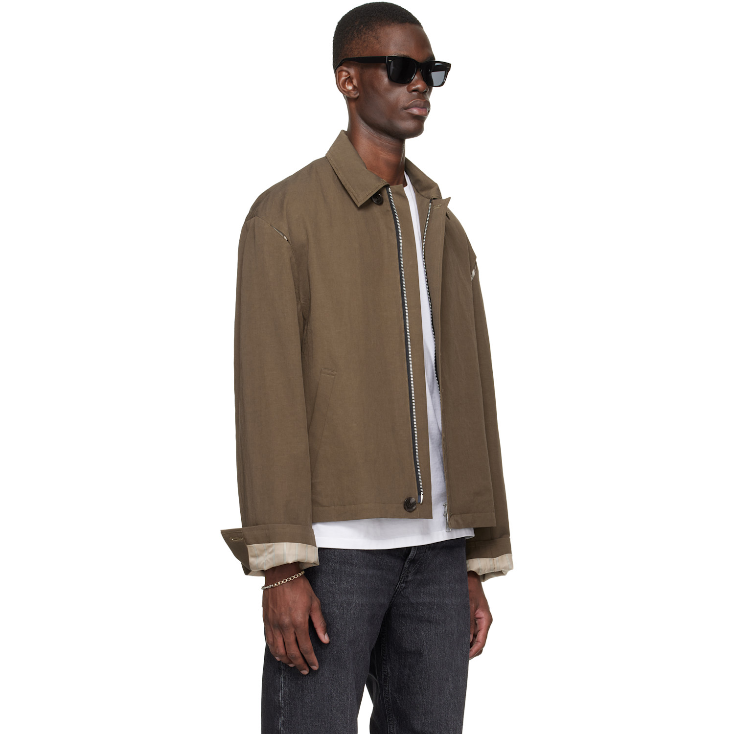  Sire Brown Light Zipped Blouson Jacket 