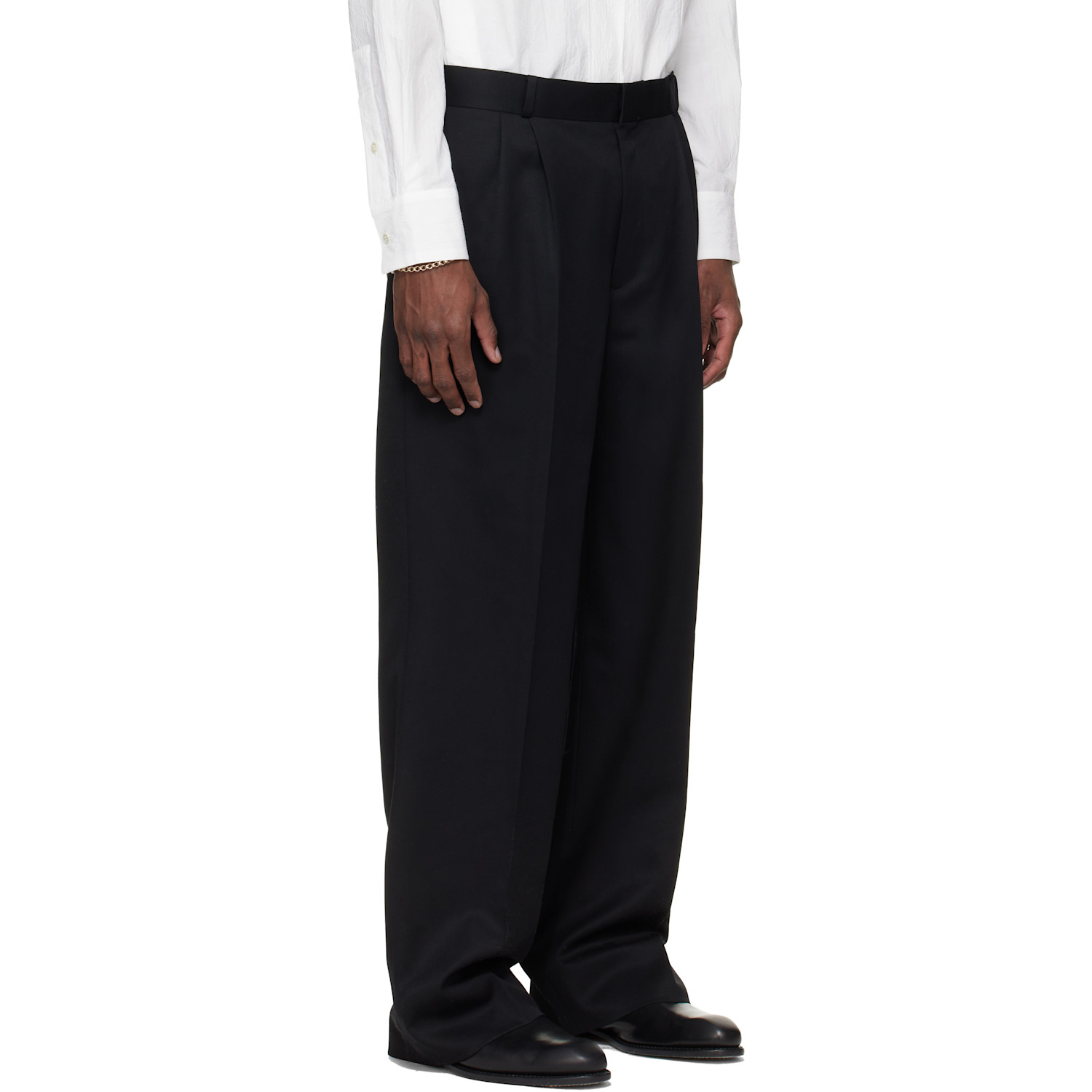  Sire Black Pleated Tailored Trousers 