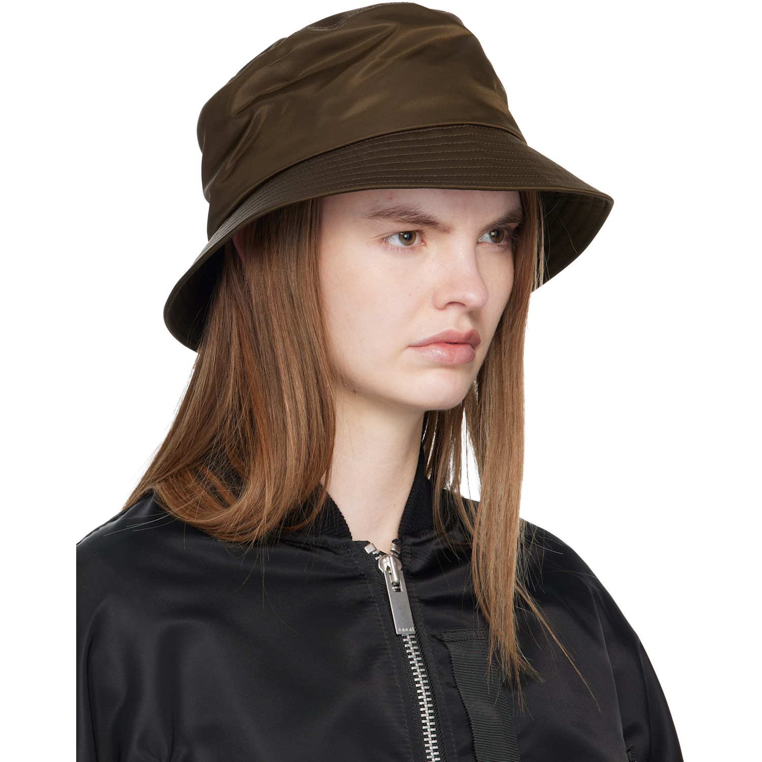  Sacai Brown Single Brim Pocket Bucket Hat 