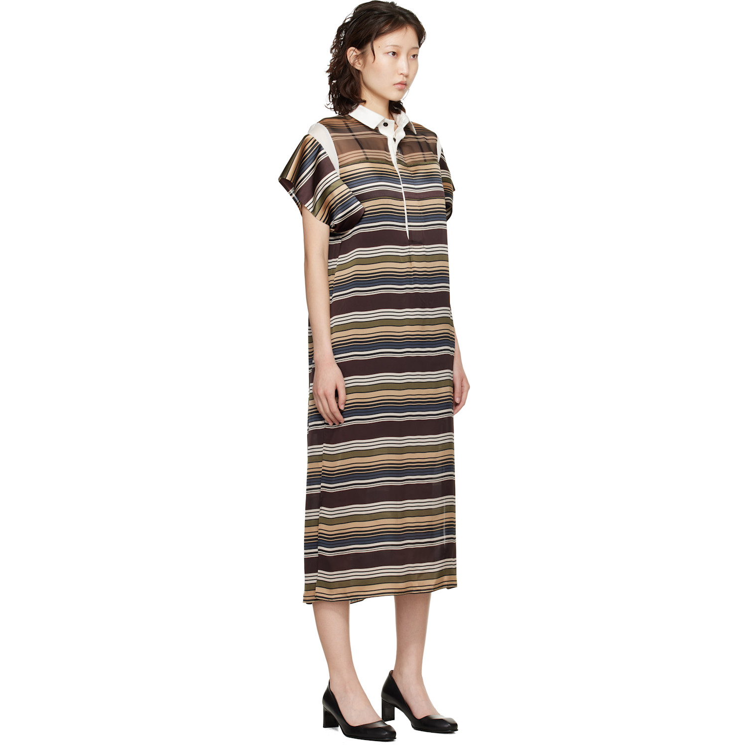  Sacai Multicolor Horizontal Stripe Midi Dress 