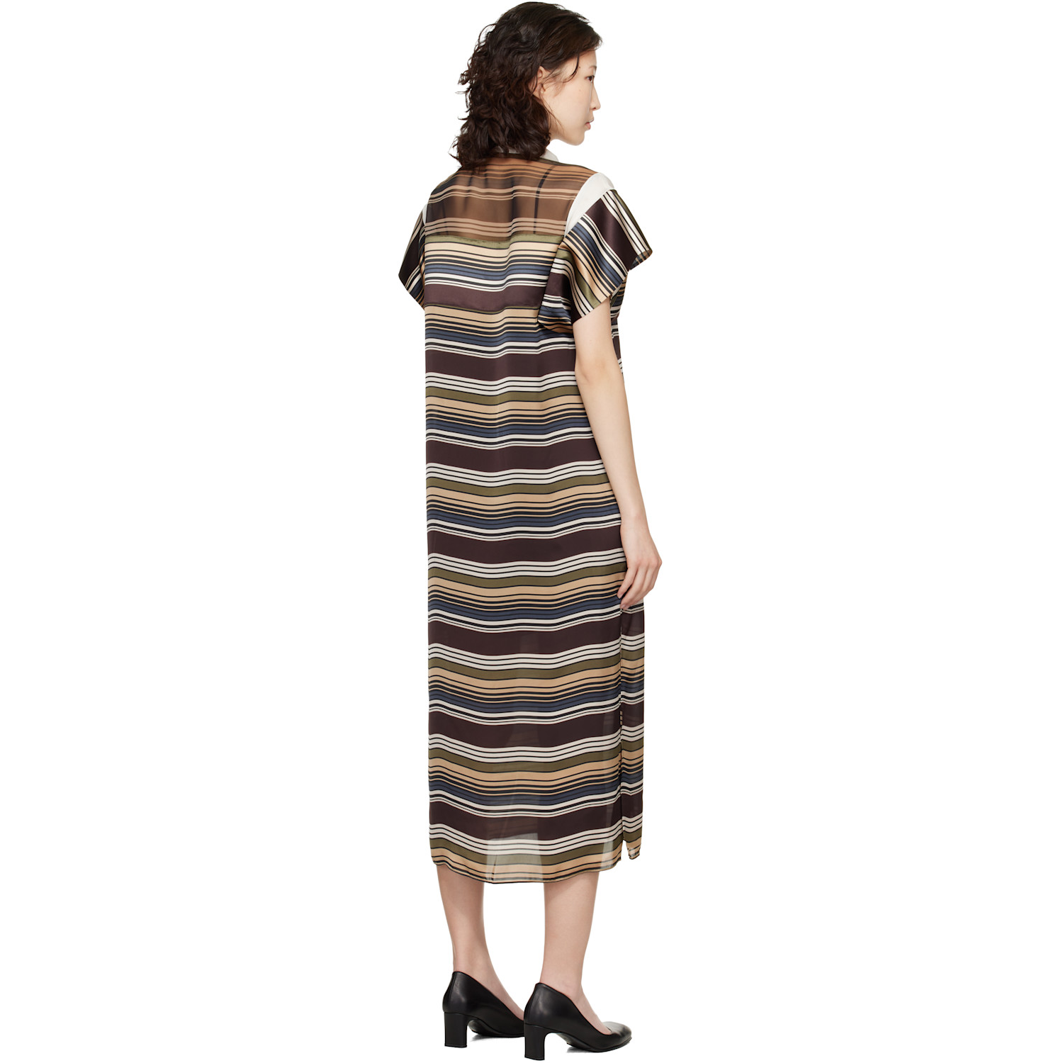  Sacai Multicolor Horizontal Stripe Midi Dress 