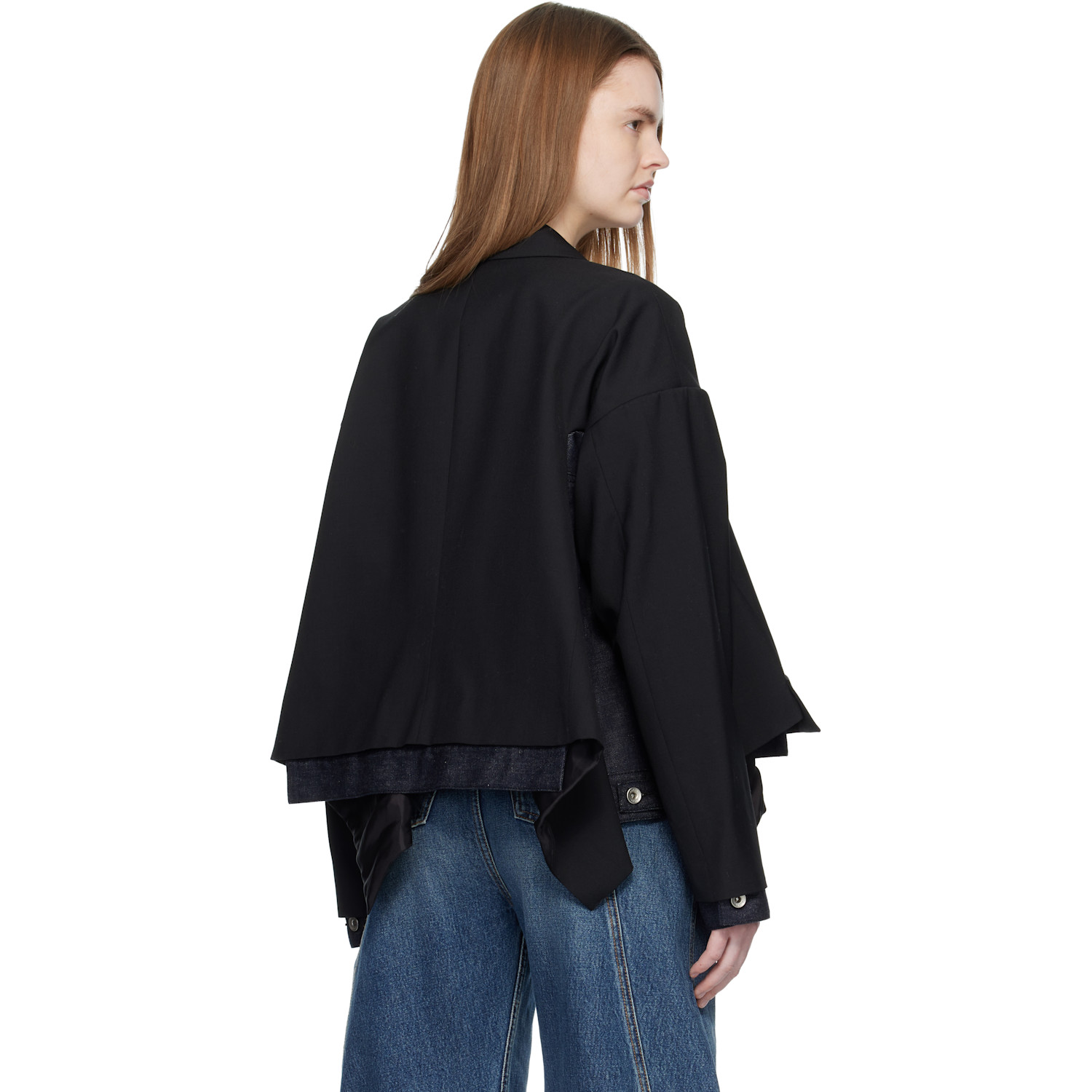  Sacai Black Suiting & Denim Blazer 