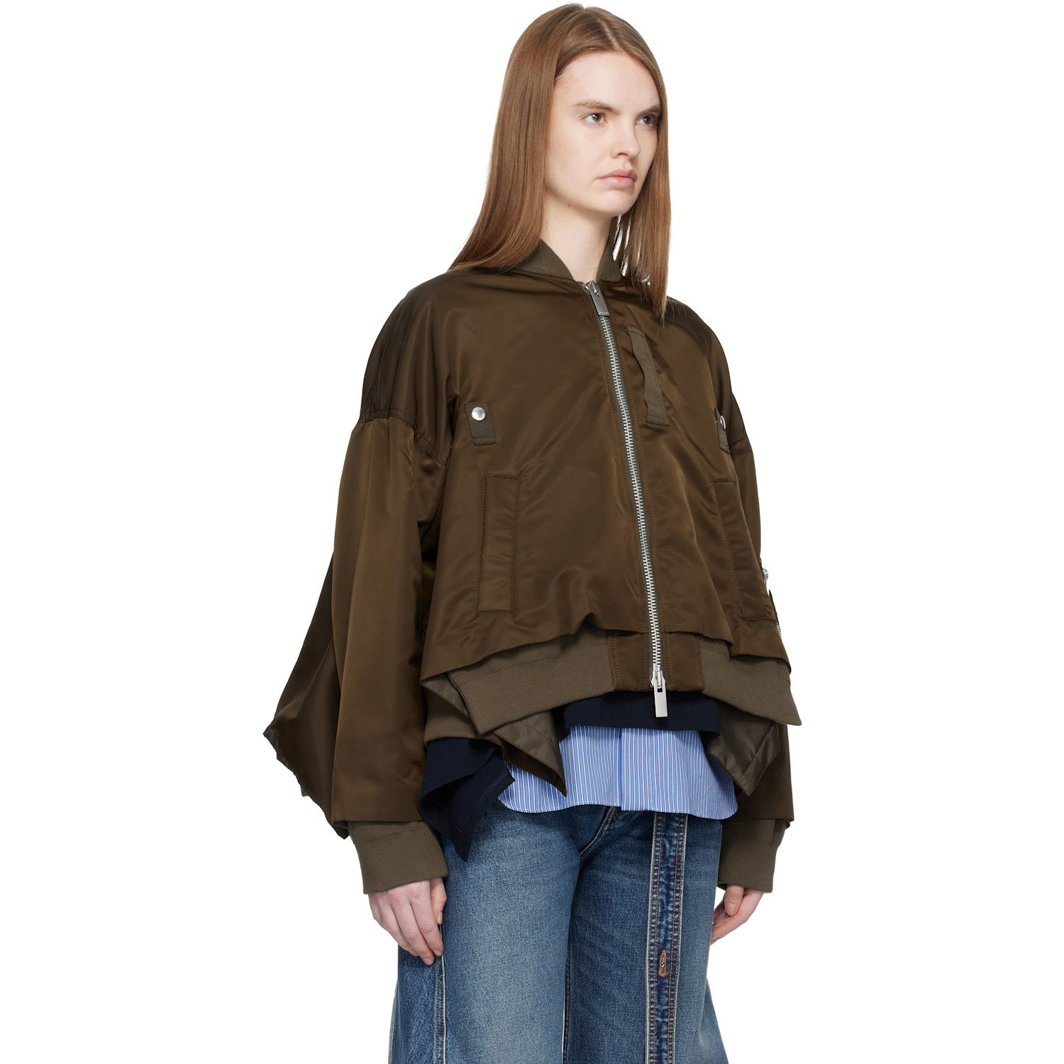  Sacai Brown Nylon Twill Bomber Jacket 