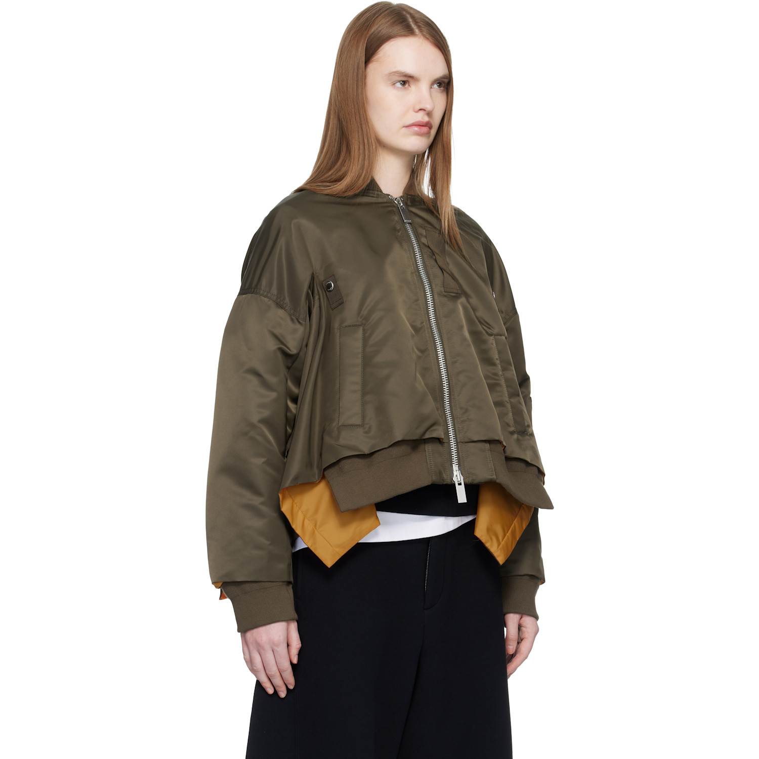  Sacai Khaki Nylon Twill Bomber Jacket 