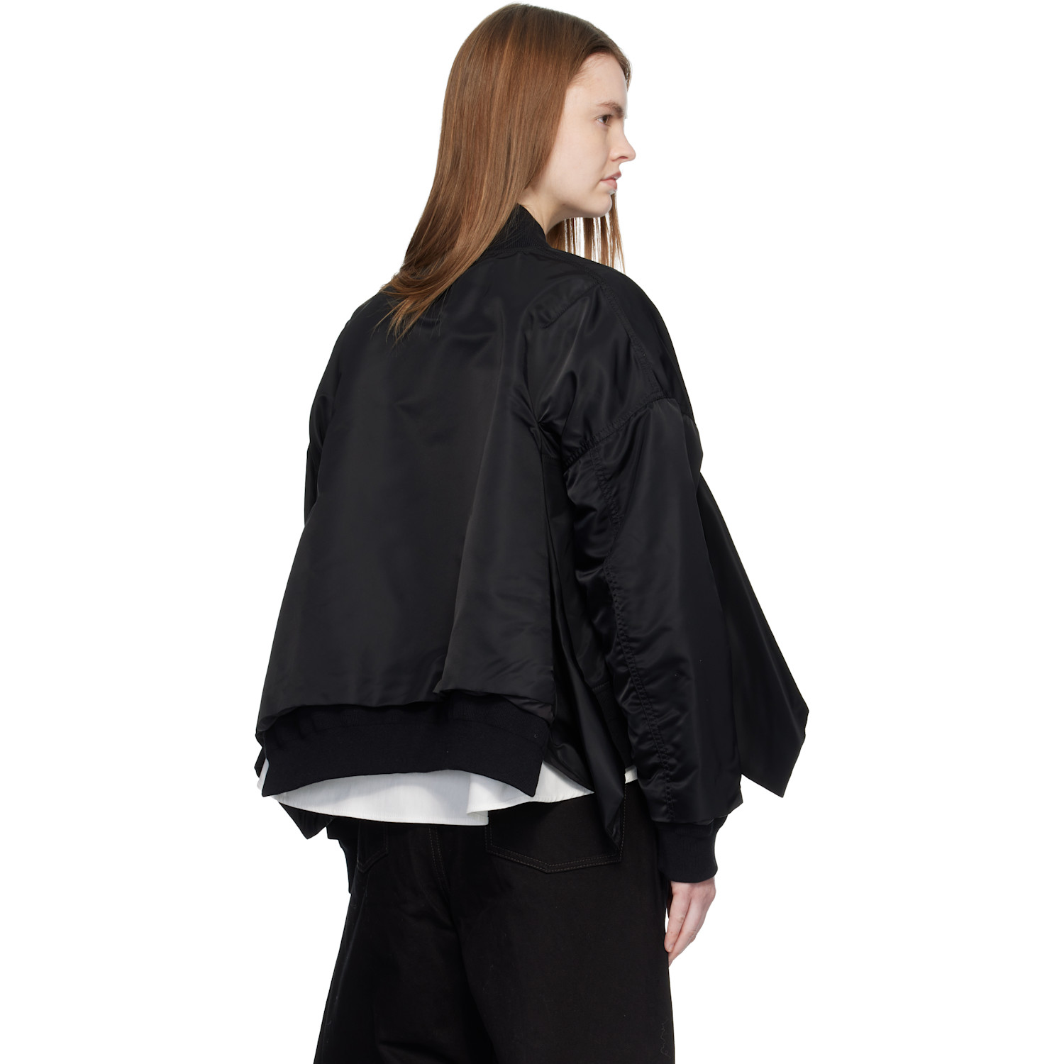  Sacai Black Nylon Twill Bomber Jacket 