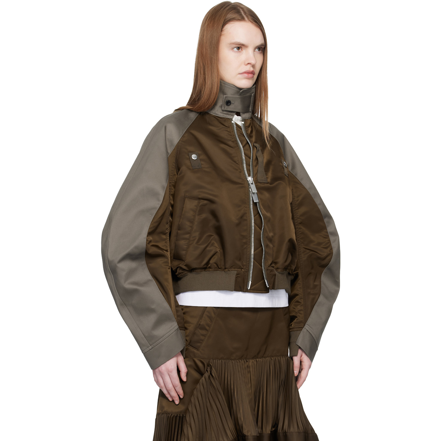  Sacai Brown Chino & Twill Bomber Jacket 
