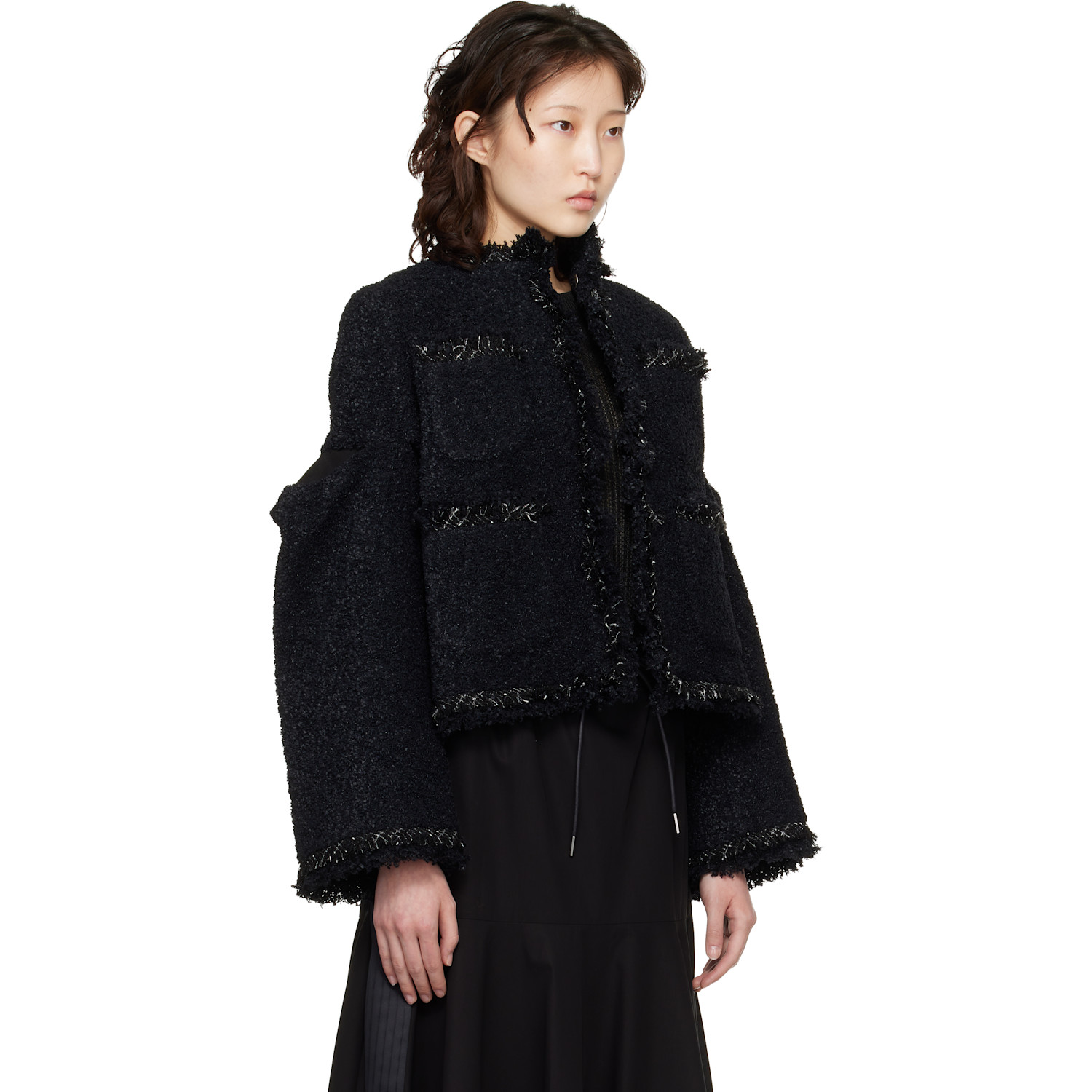  Sacai Black Tweed Jacket 