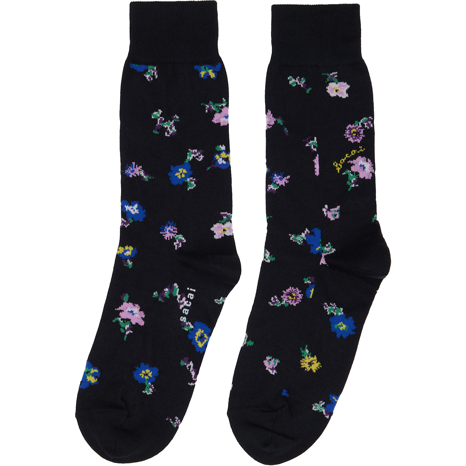  Sacai Black Floral Socks 