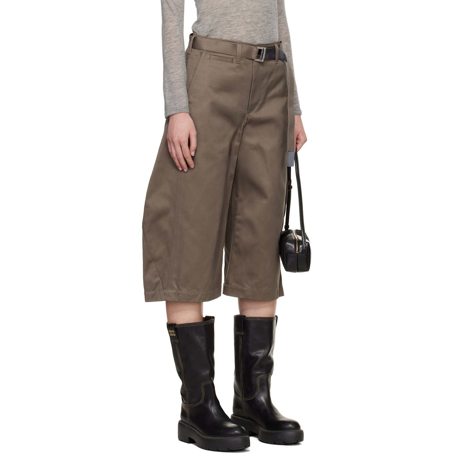  Sacai Taupe Cotton Chino Shorts 