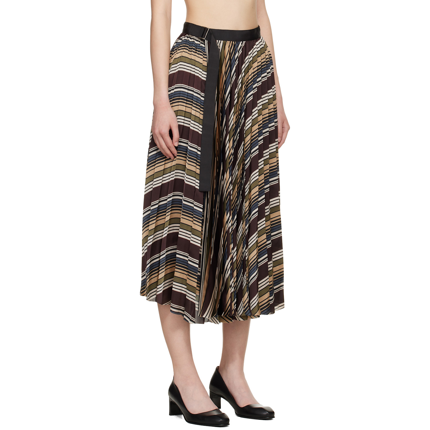  Sacai Multicolor Horizontal Stripe Midi Skirt 