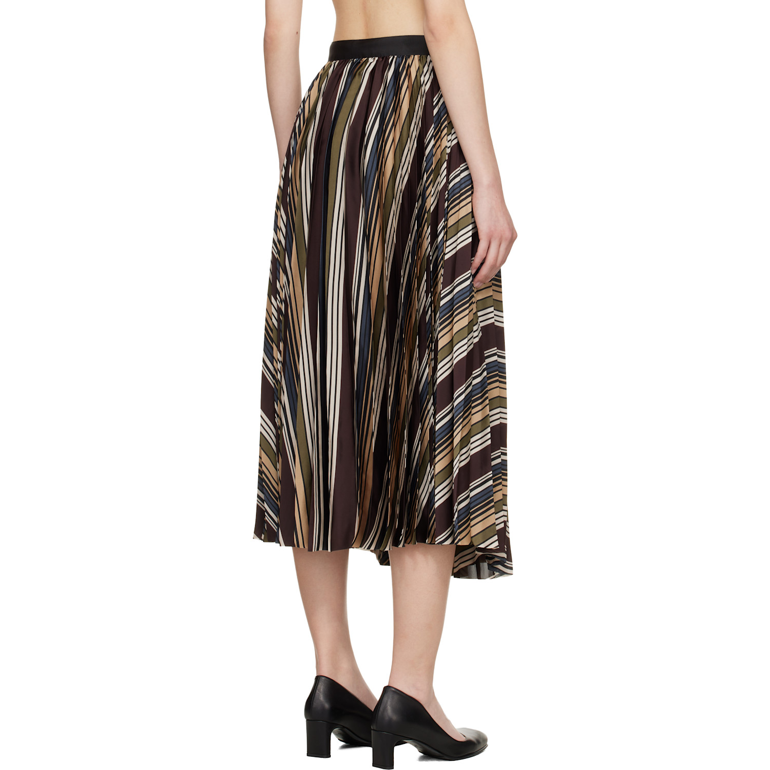  Sacai Multicolor Horizontal Stripe Midi Skirt 