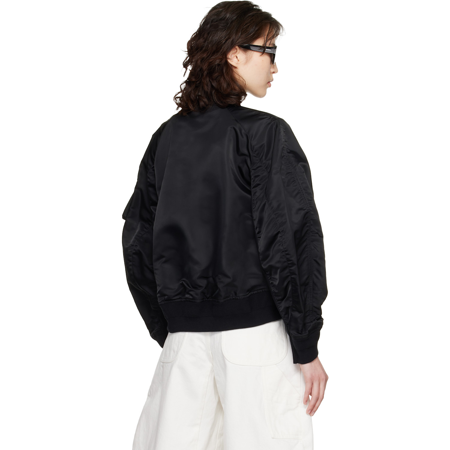  Sacai Black Nylon Twill & Knit Cardigan 