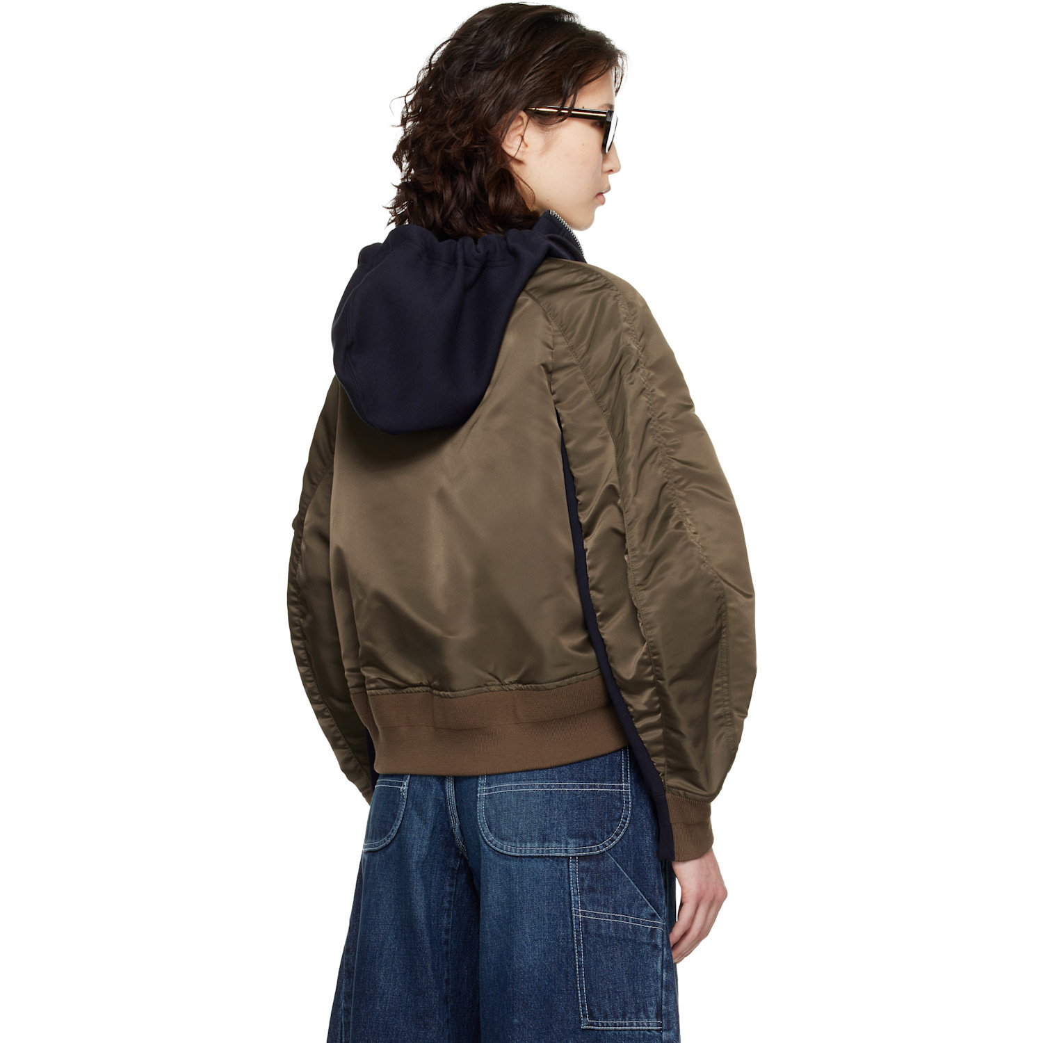  Sacai Navy & Khaki Sponge Sweat Hoodie 