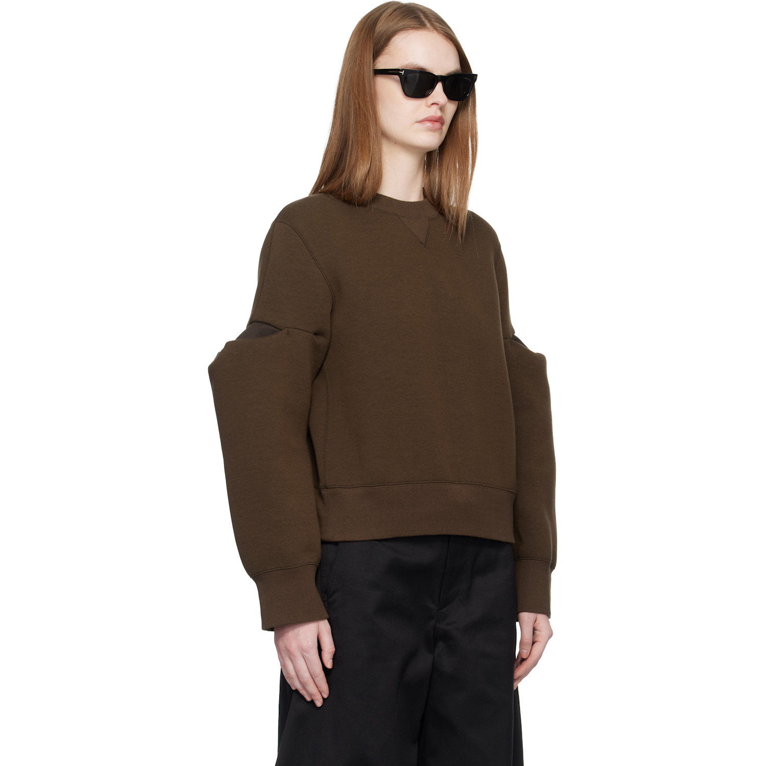  Sacai Brown Sponge Sweat Pullover Sweatshirt 