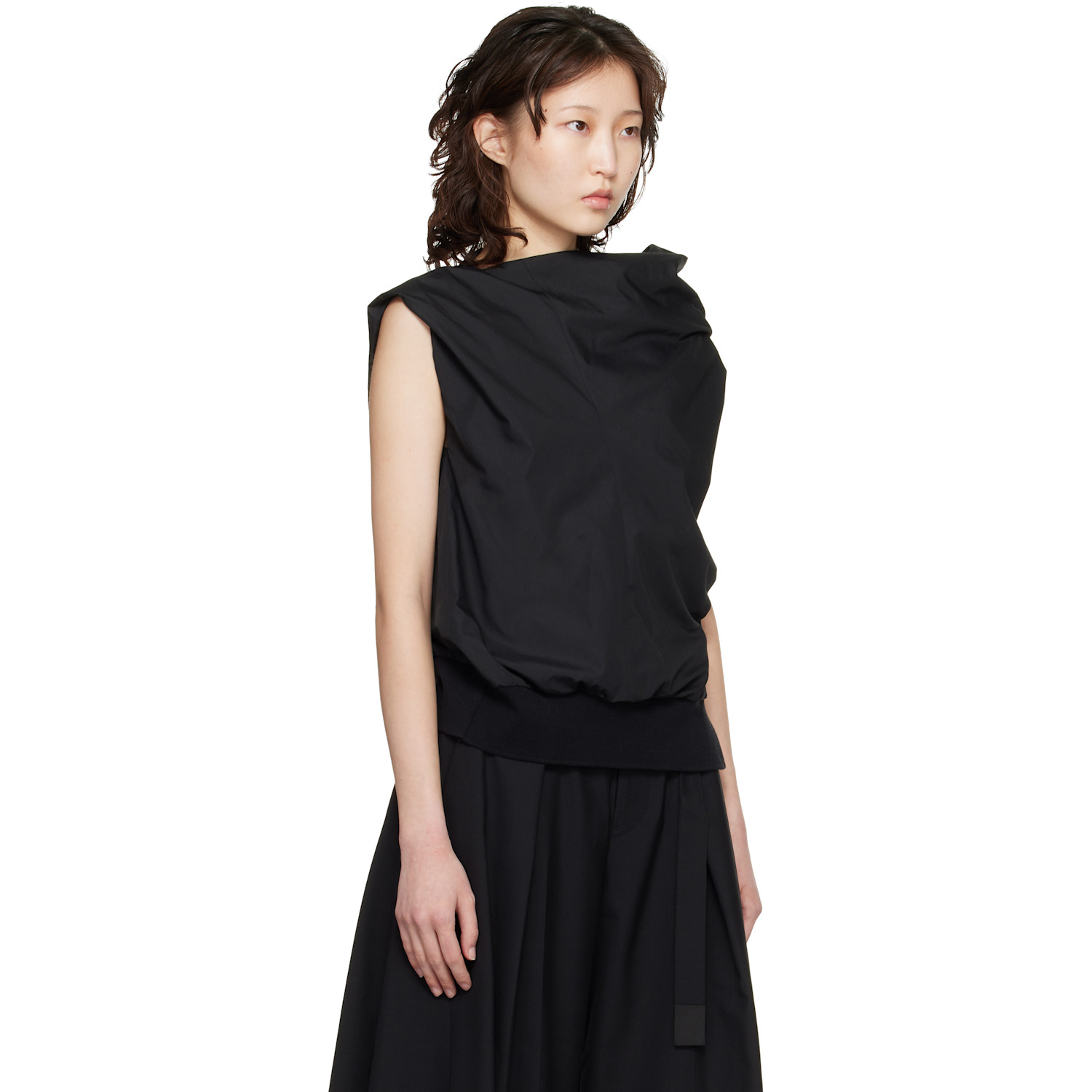  Sacai Black Poplin Blouse 