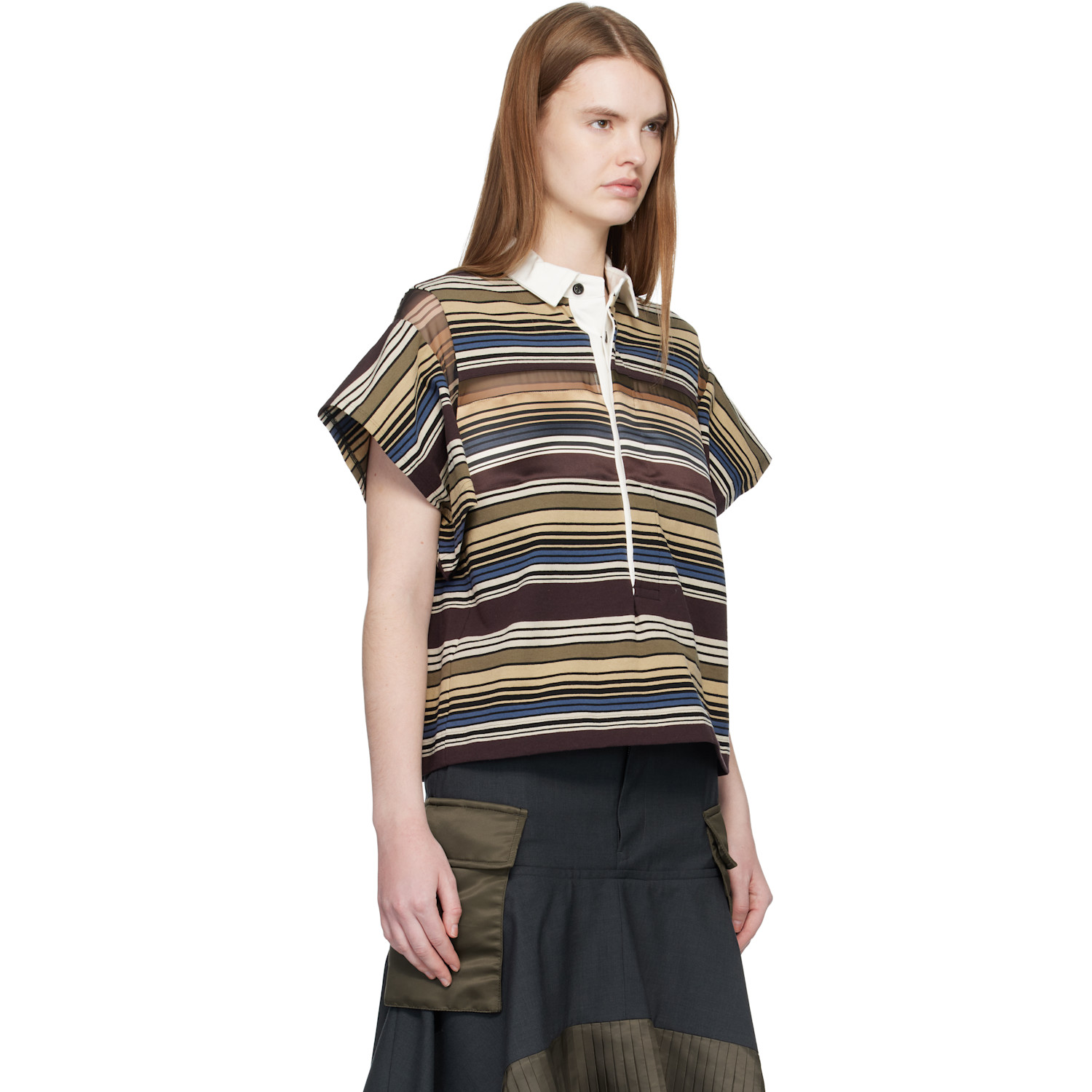  Sacai Multicolor Horizontal Stripe Polo 