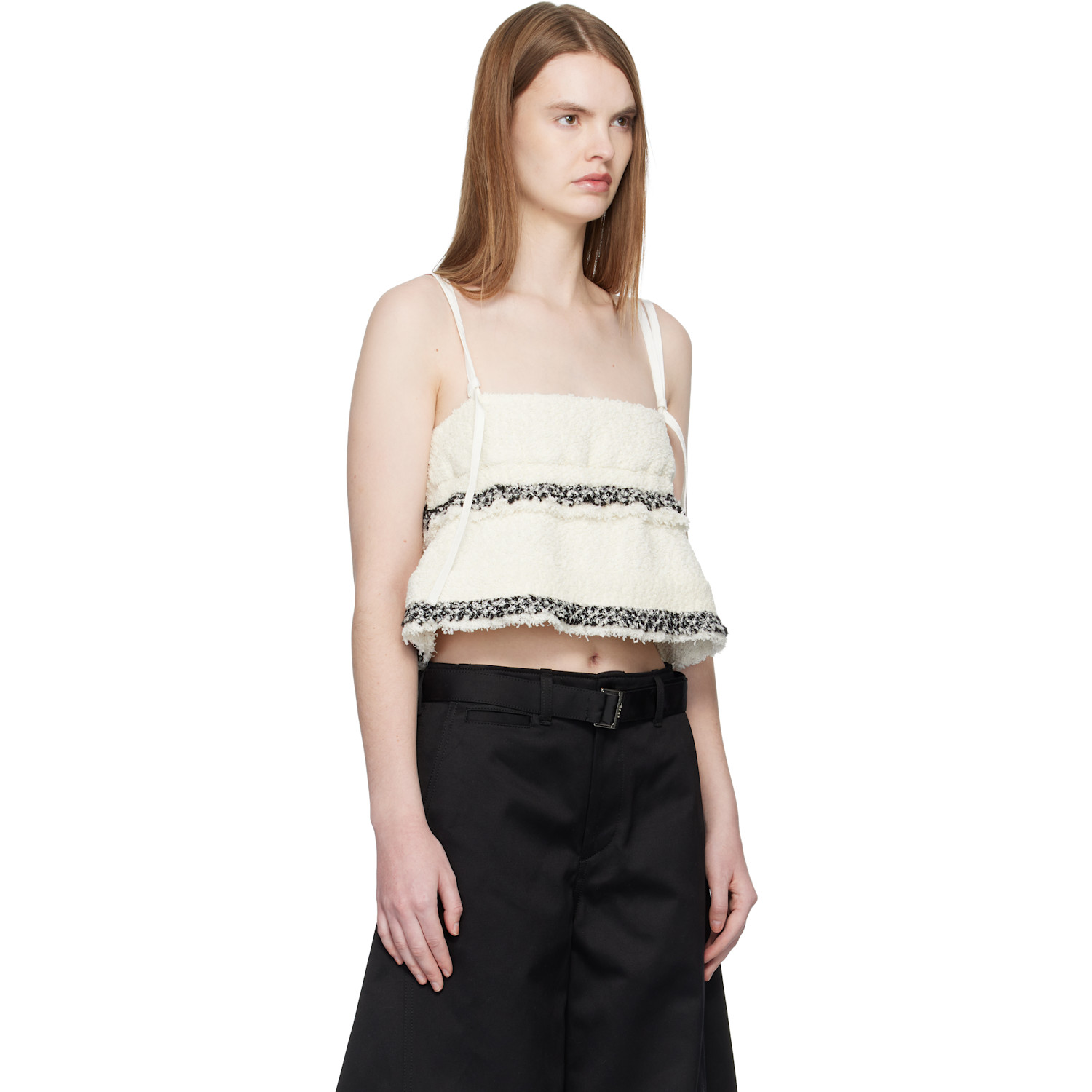  Sacai Off-white Tweed Camisole 