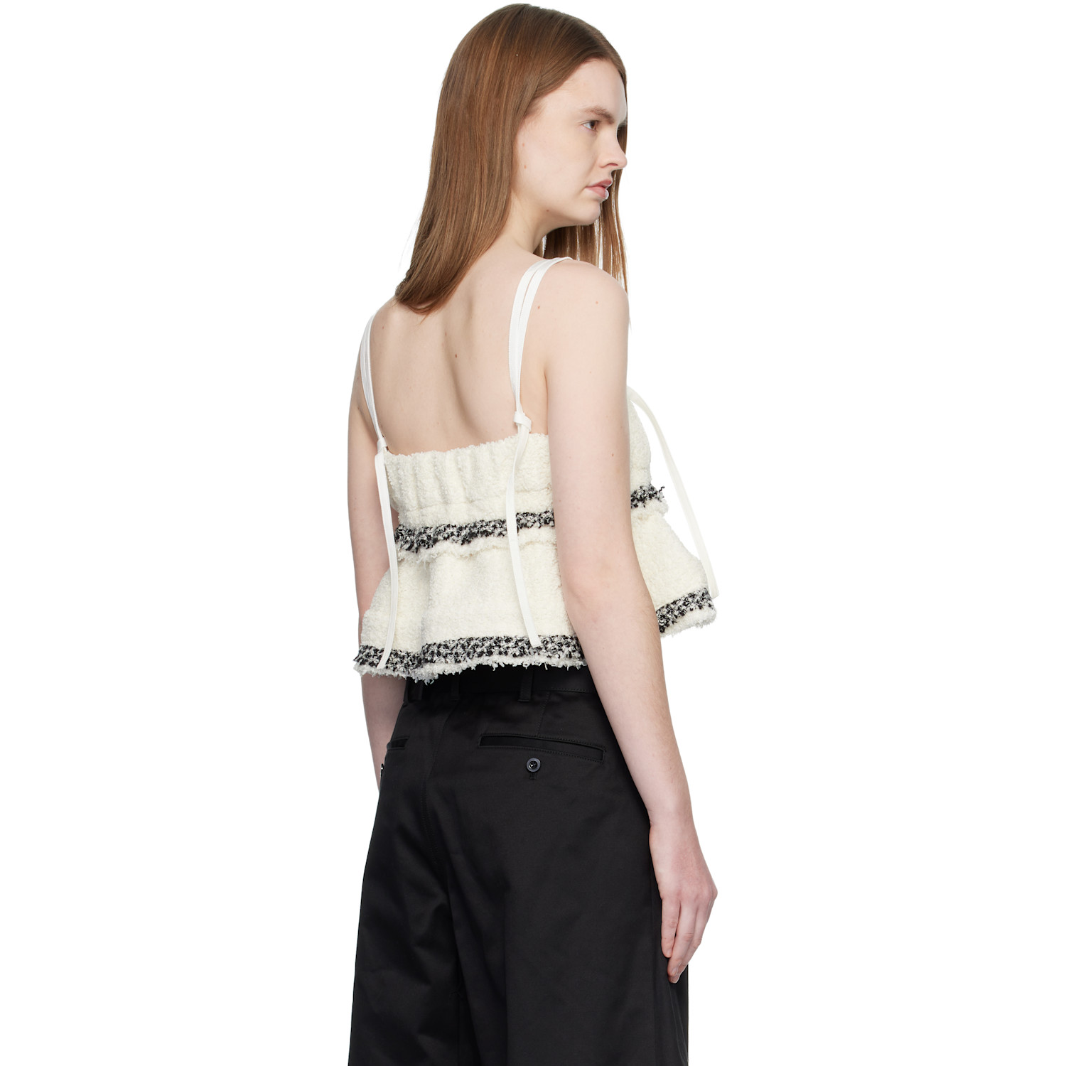  Sacai Off-white Tweed Camisole 