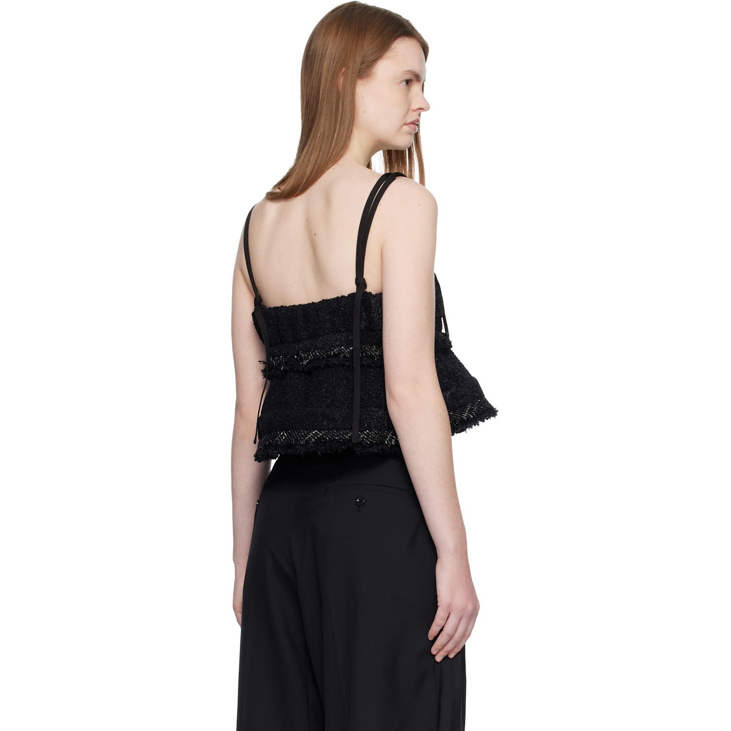  Sacai Black Tweed Camisole 