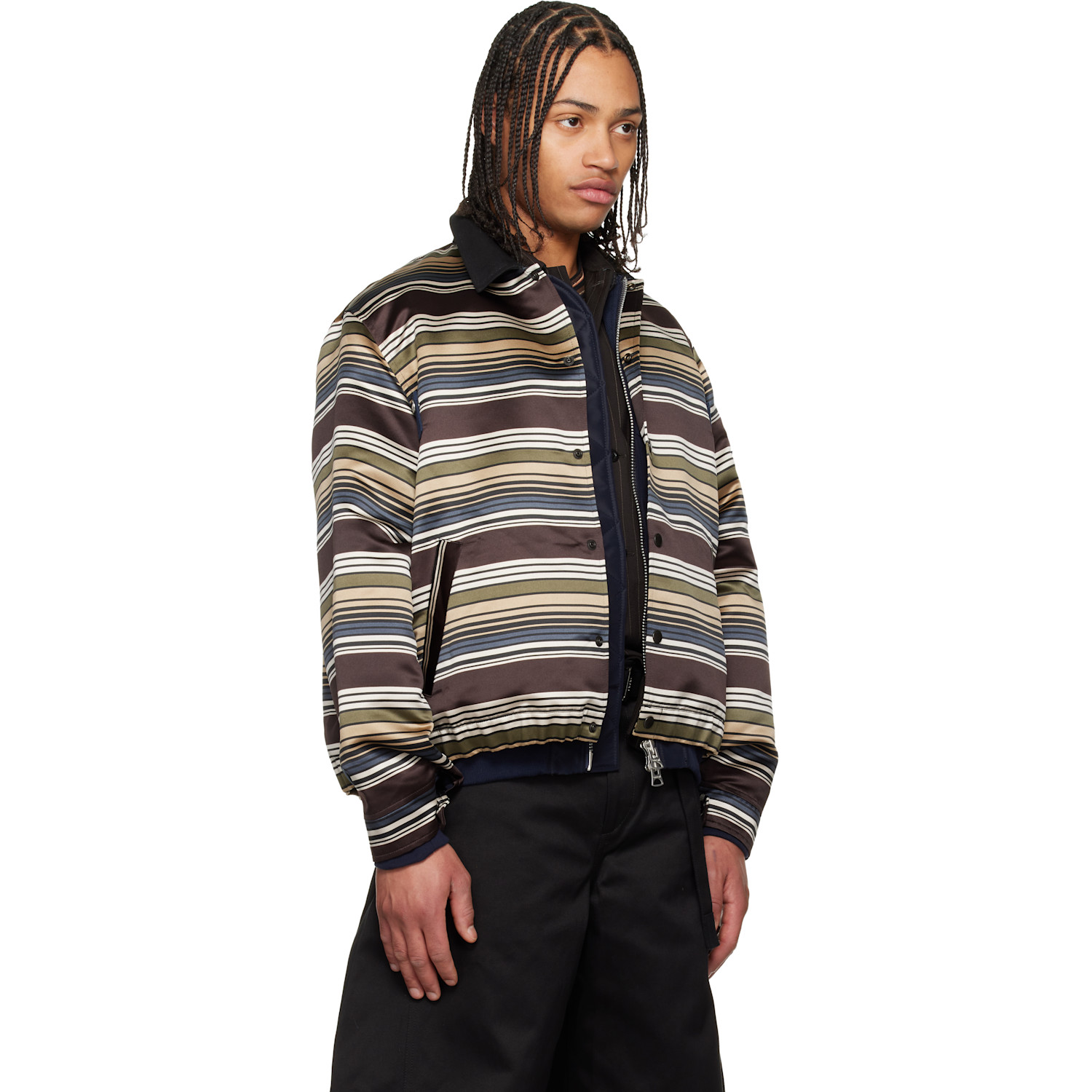  Sacai Multicolor Horizontal Stripe Blouson Bomber Jacket 