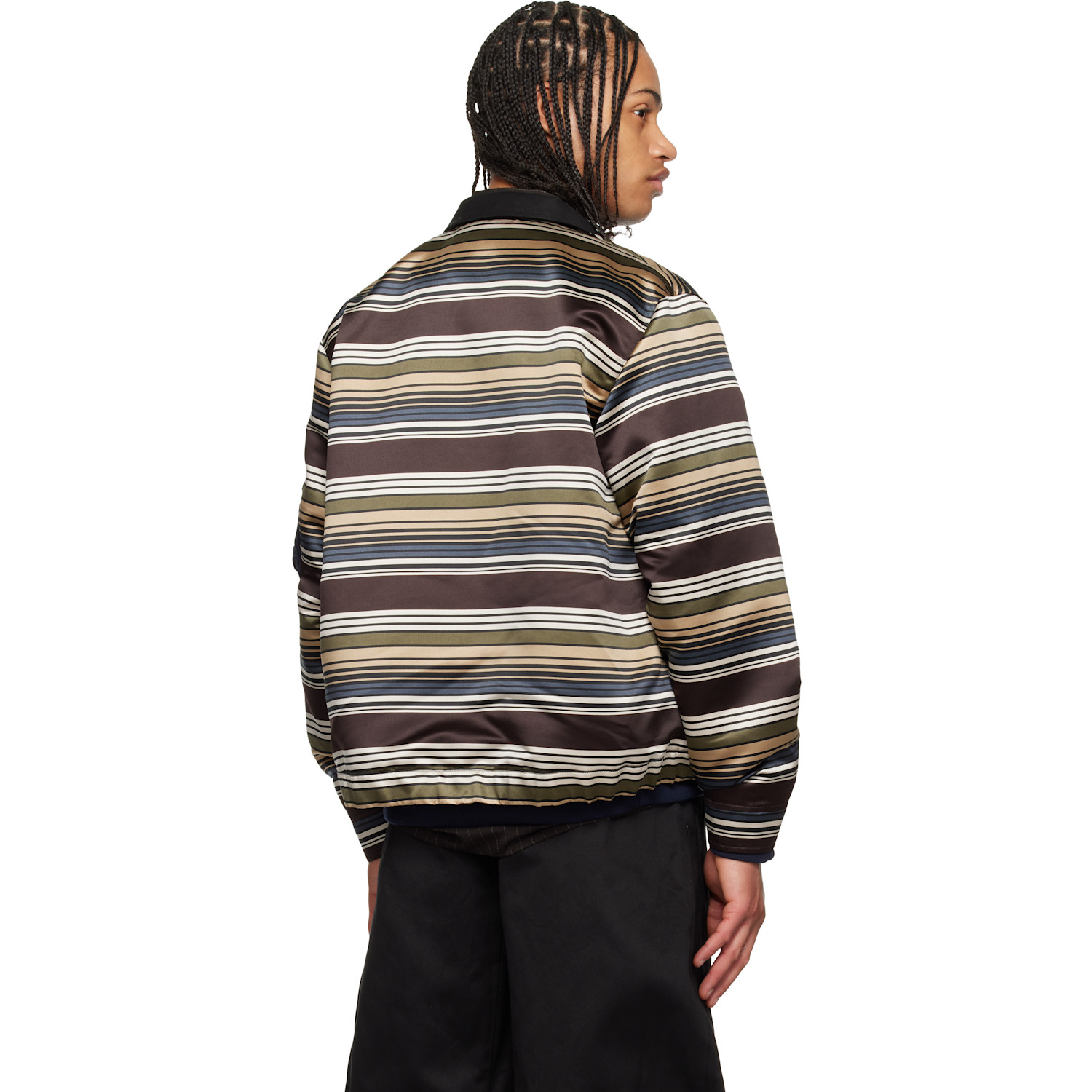  Sacai Multicolor Horizontal Stripe Blouson Bomber Jacket 