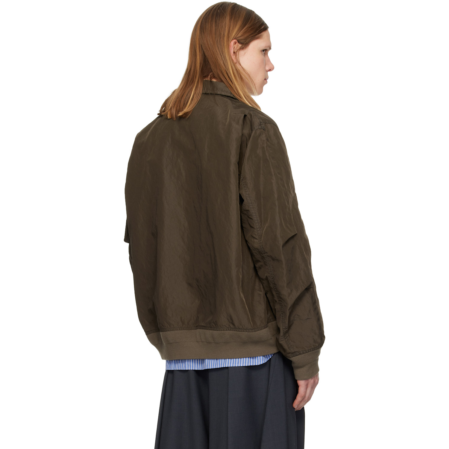  Sacai Khaki Treated Nylon Twill Bomber Jacket 