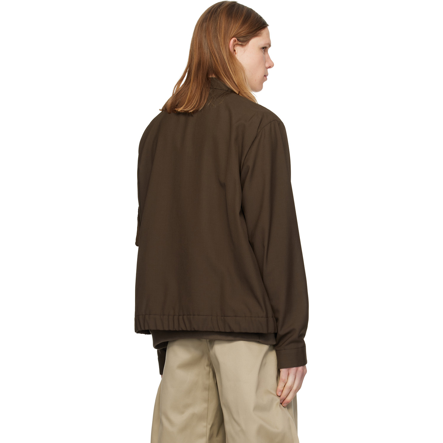  Sacai Brown Suiting & Nylon Twill Bomber Jacket 