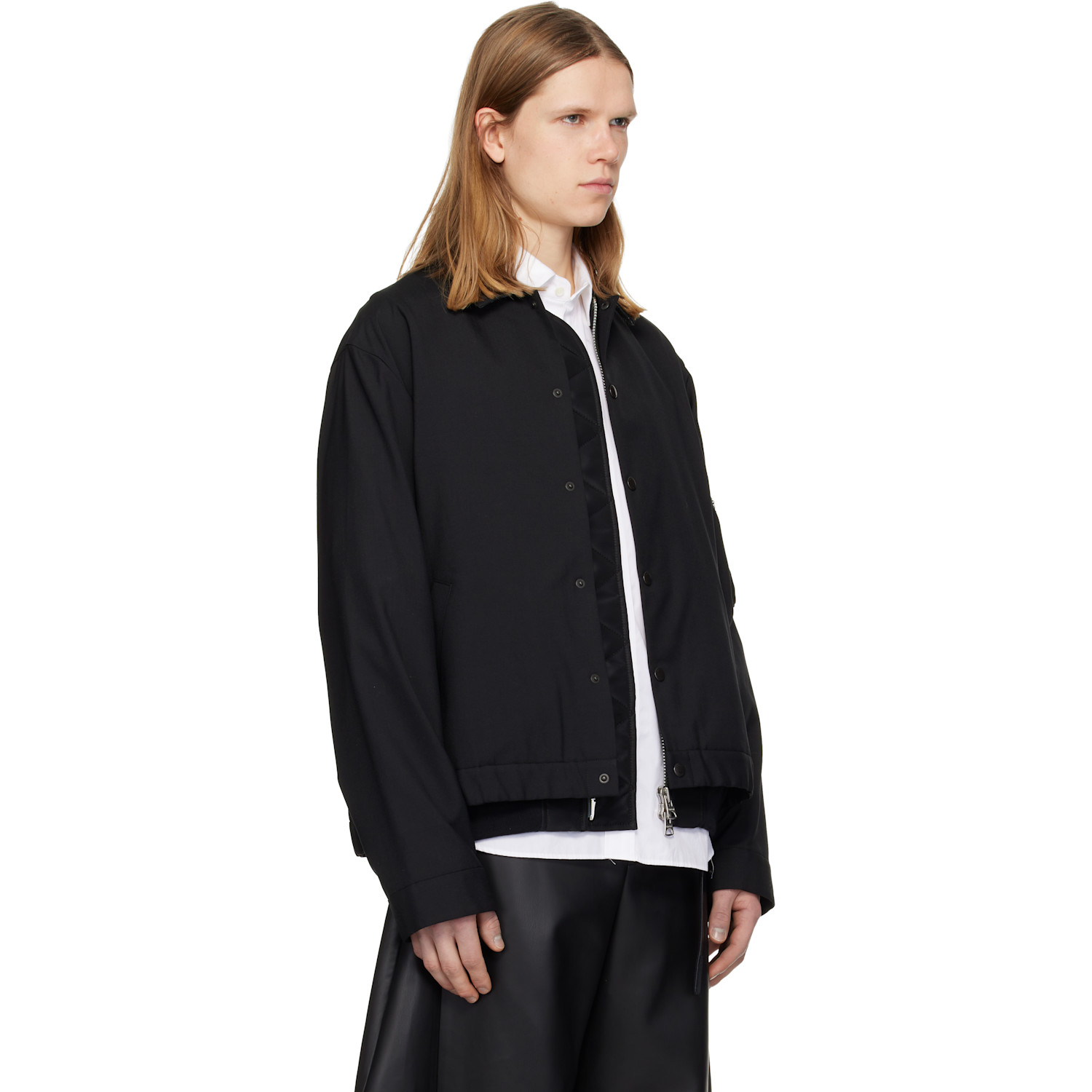  Sacai Black Suiting & Nylon Twill Bomber Jacket 