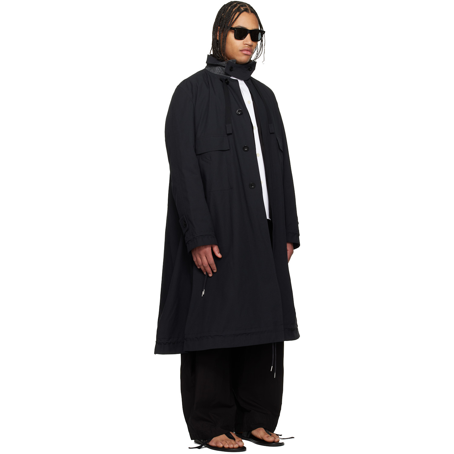  Sacai Black Weathercloth Coat 