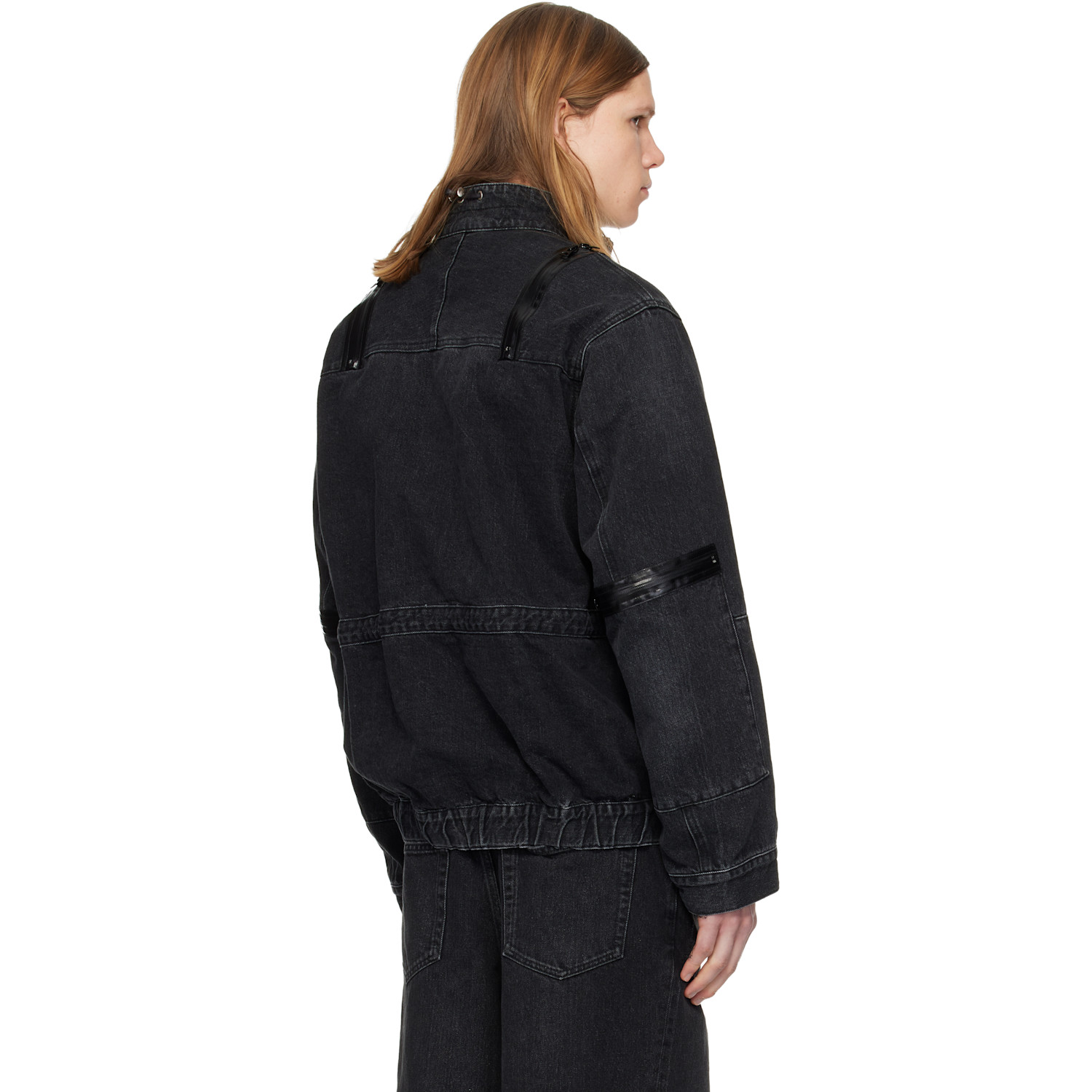  Sacai Black Blouson Denim Jacket 