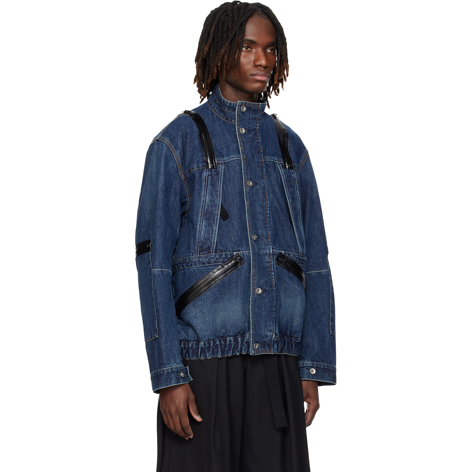  Sacai Blue Blouson Denim Jacket 