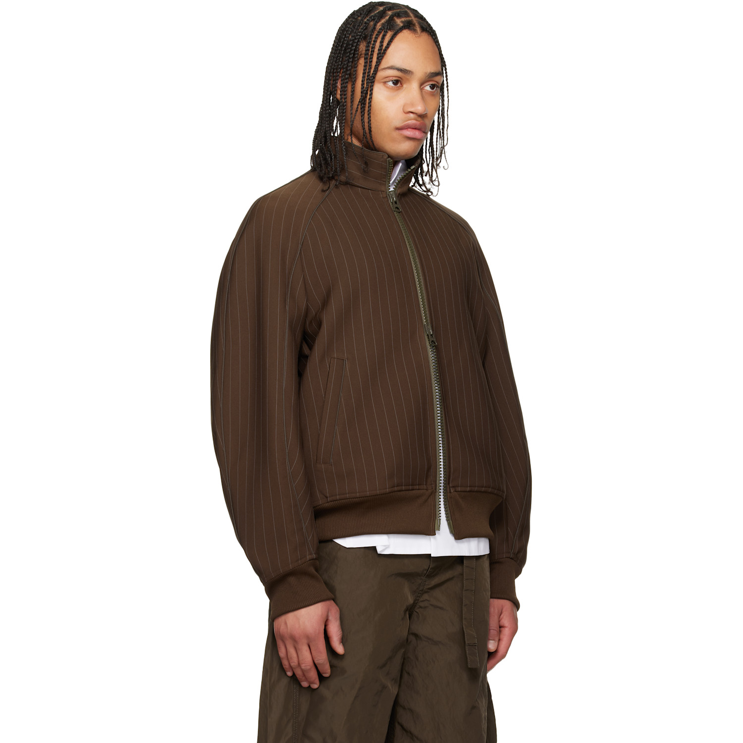  Sacai Brown Matelasse Twill Blouson Jacket 