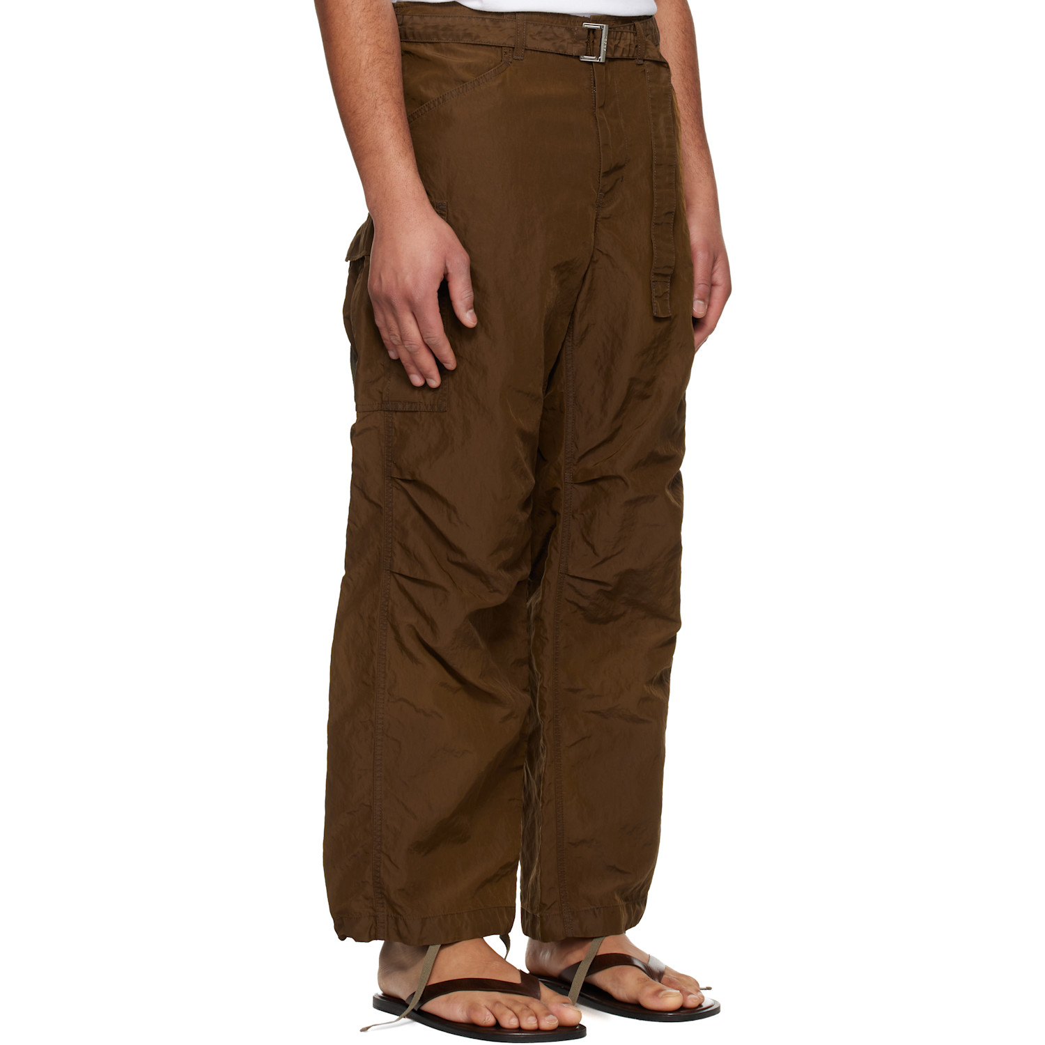  Sacai Brown Treated Nylon Twill Cargo Pants 