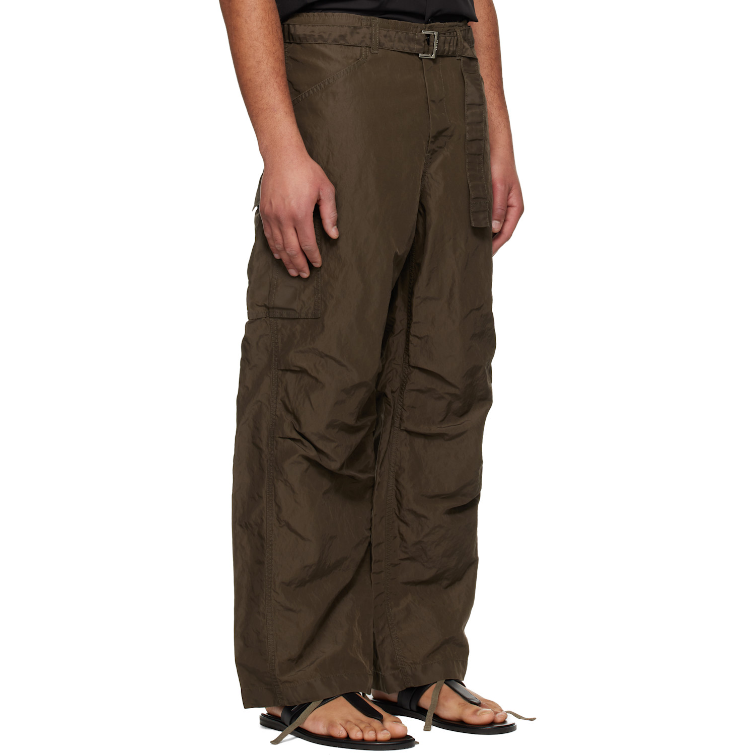  Sacai Khaki Treated Nylon Twill Cargo Pants 