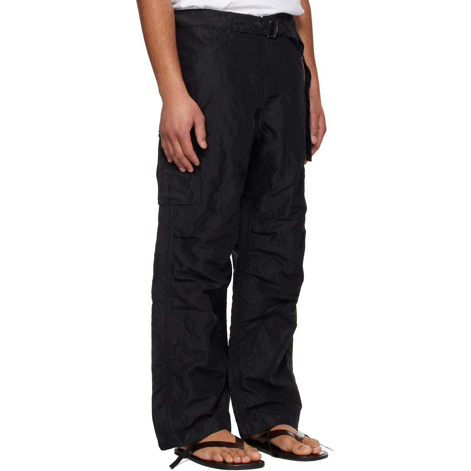  Sacai Black Treated Nylon Twill Cargo Pants 