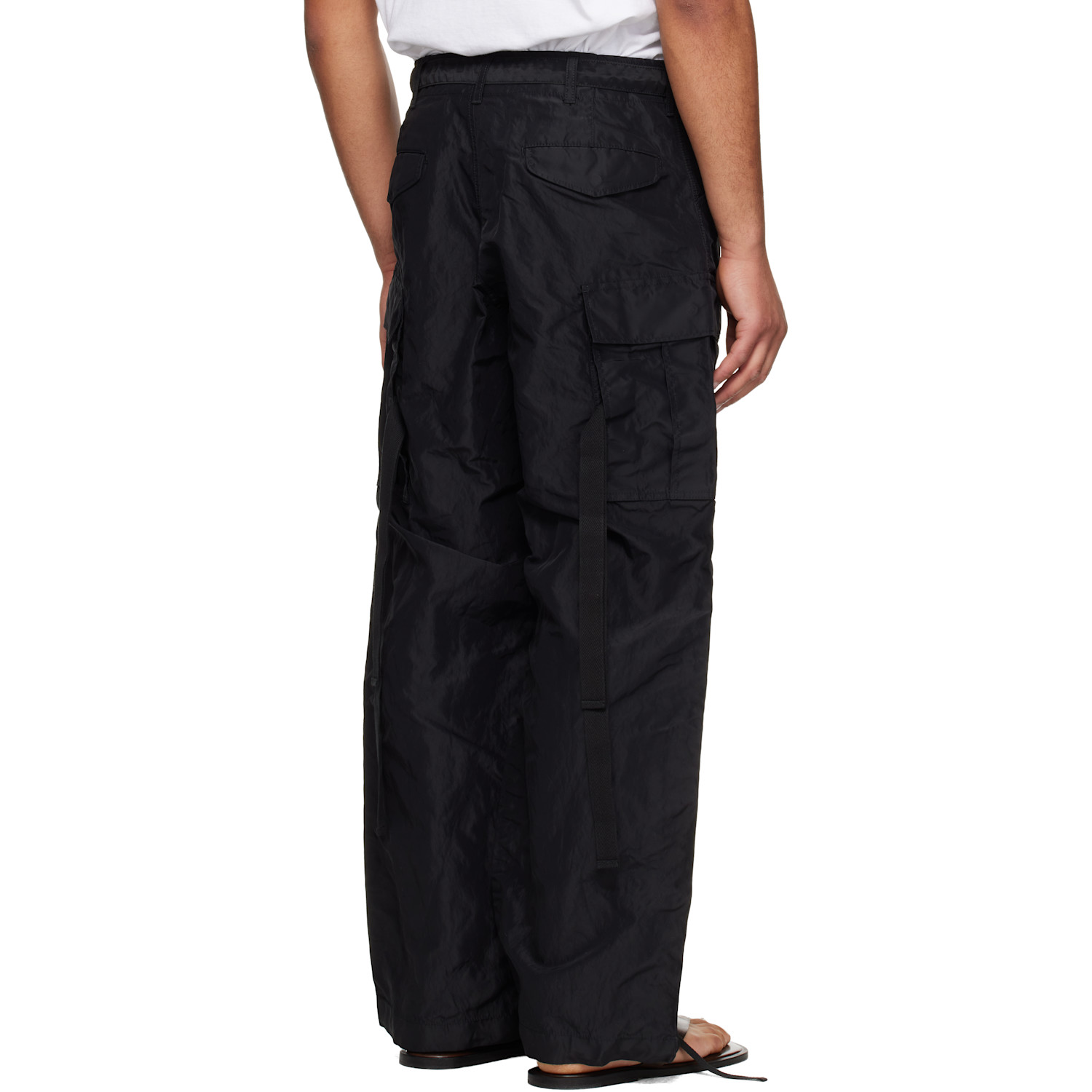  Sacai Black Treated Nylon Twill Cargo Pants 
