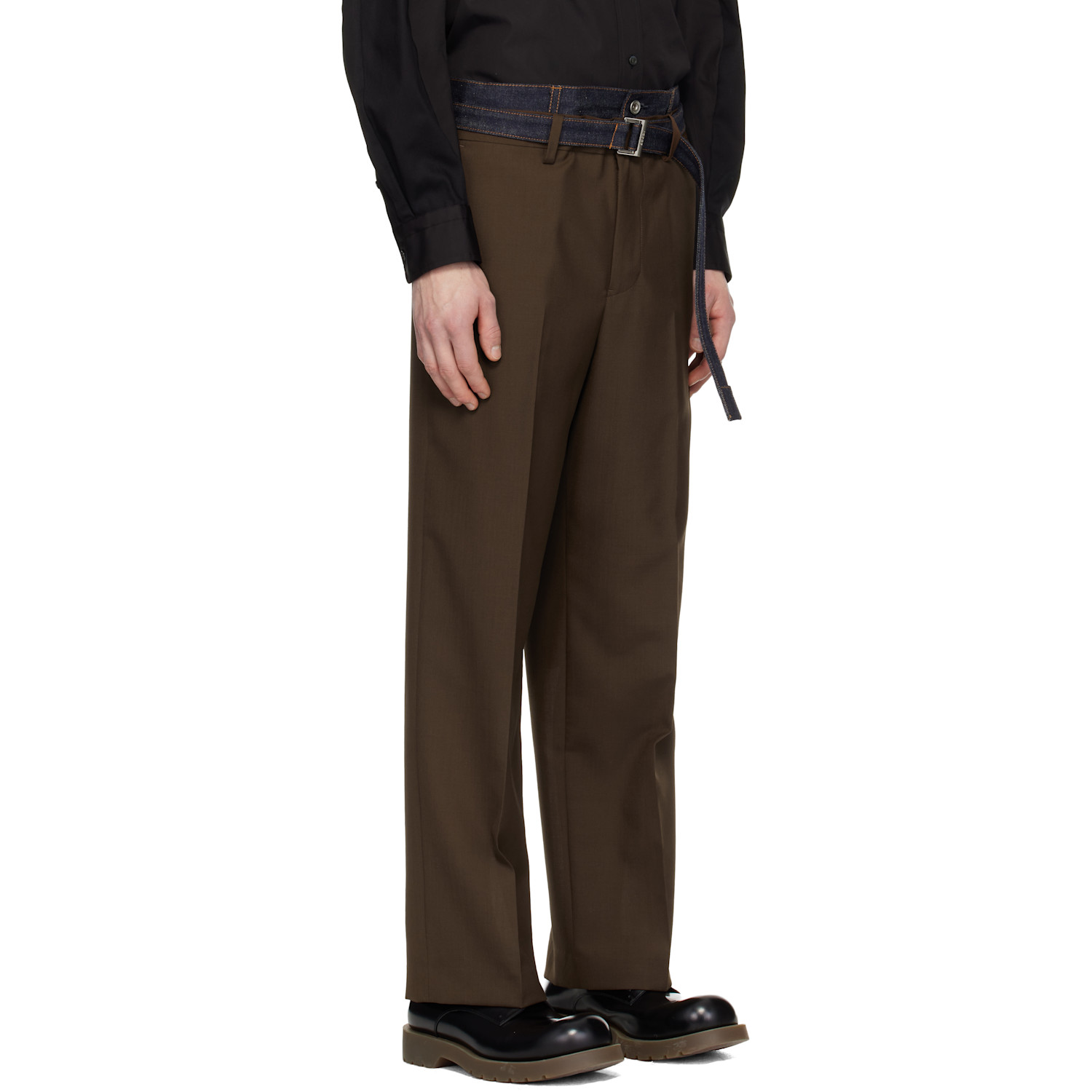  Sacai Brown Suiting & Denim Trousers 