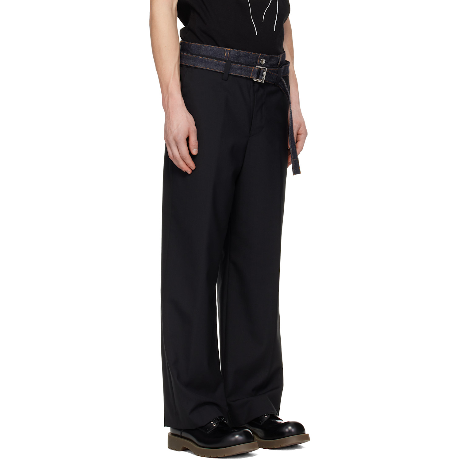  Sacai Black Suiting & Denim Trousers 