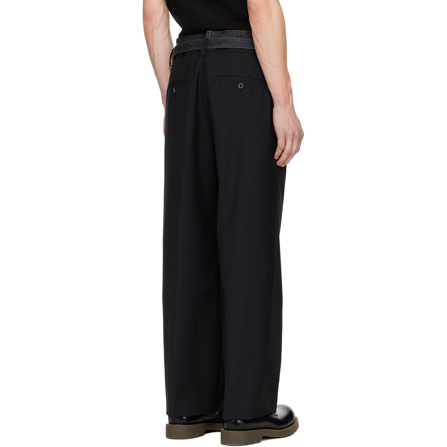  Sacai Black Suiting & Denim Trousers 