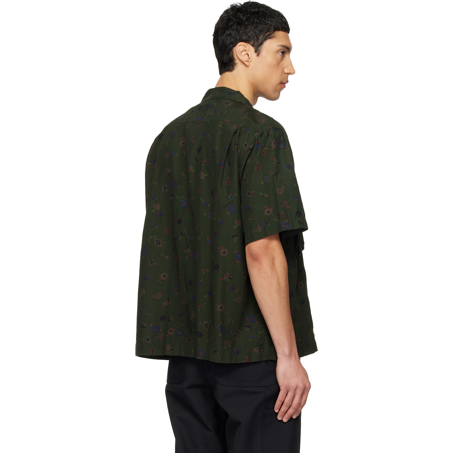  Sacai Khaki Overdyed Floral Print Shirt 