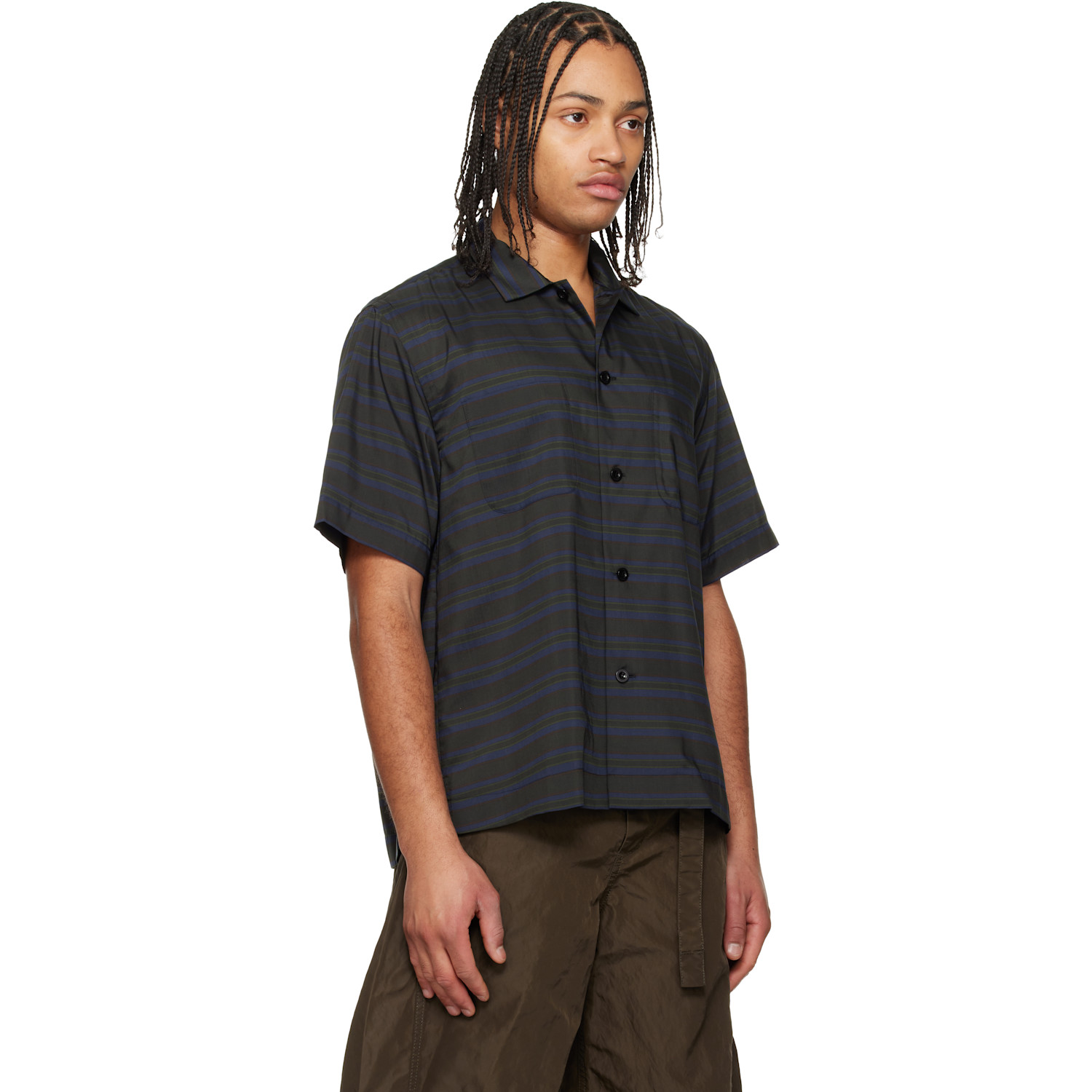  Sacai Navy Horizontal Stripe Shirt 